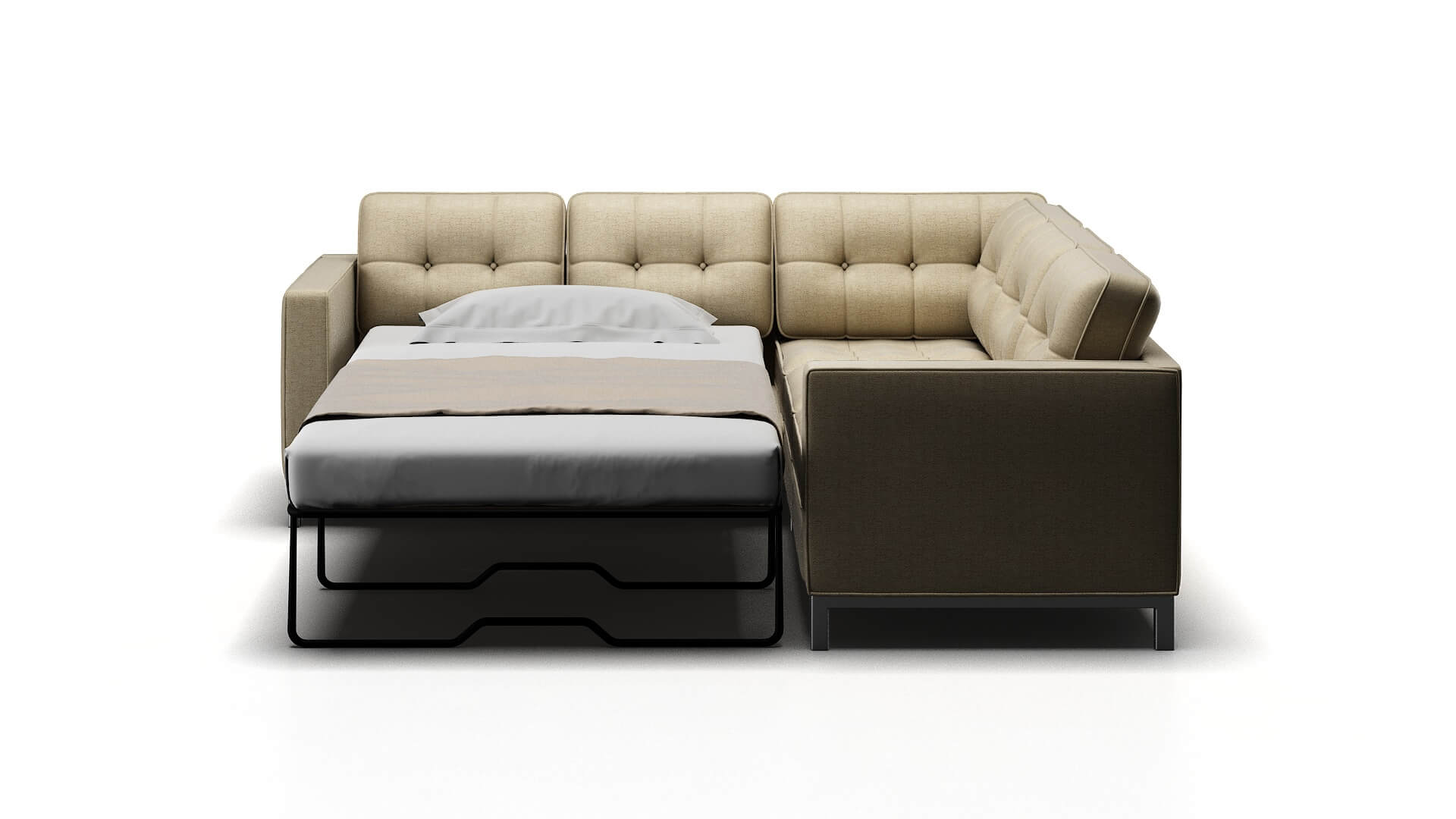 Oxford Catalina Wheat Sectional Sleeper Espresso legs 1