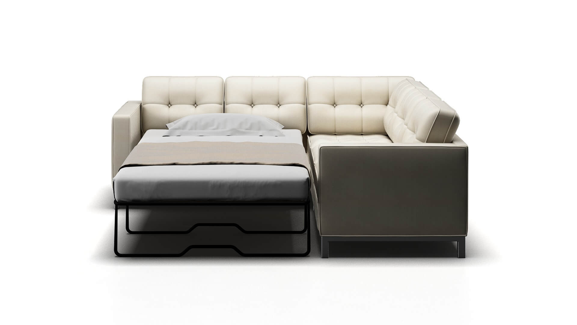 Oxford Chance Bone Sectional Sleeper Espresso legs 1