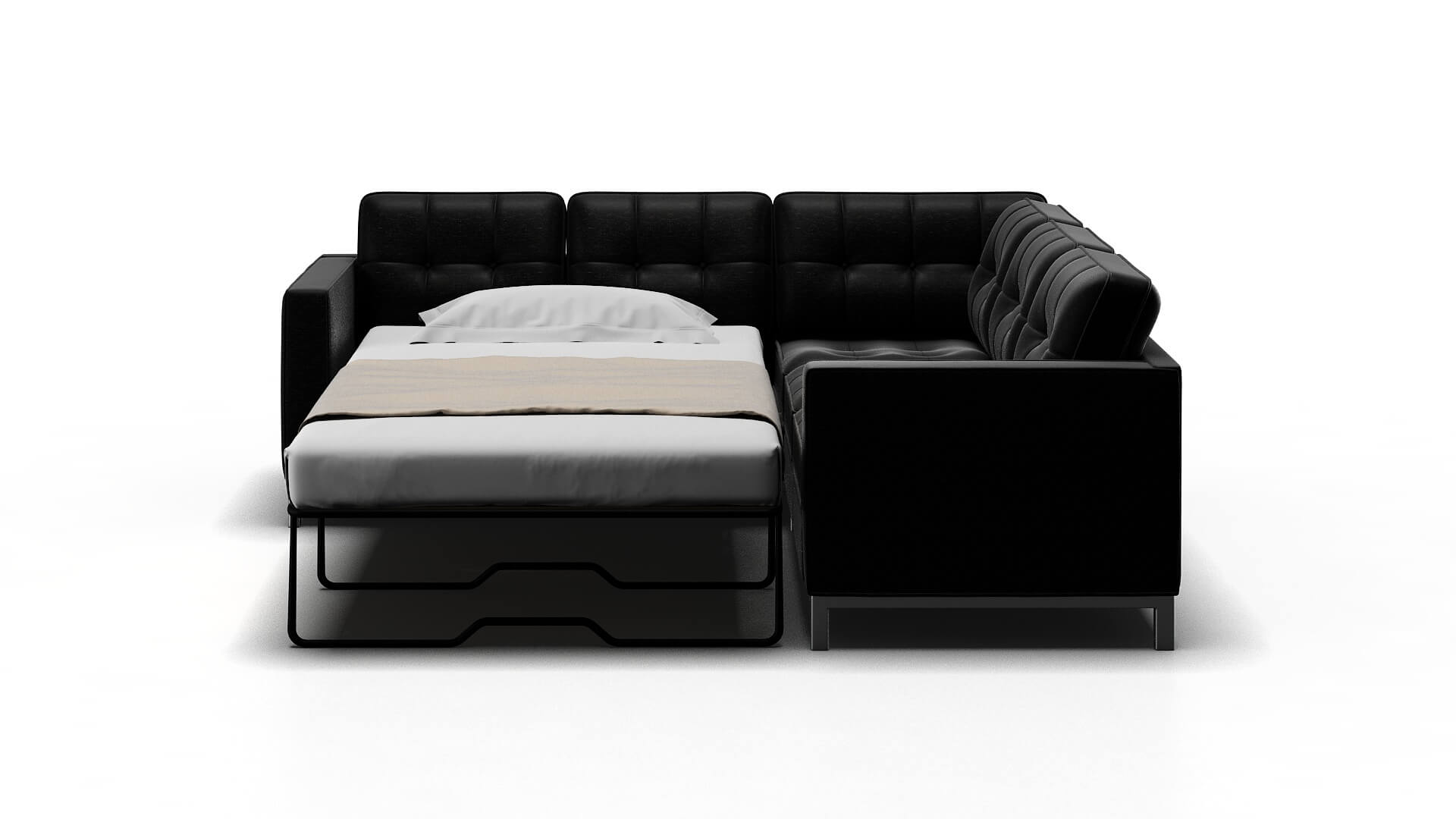 Oxford Chance Denim Sectional Sleeper Espresso legs 1