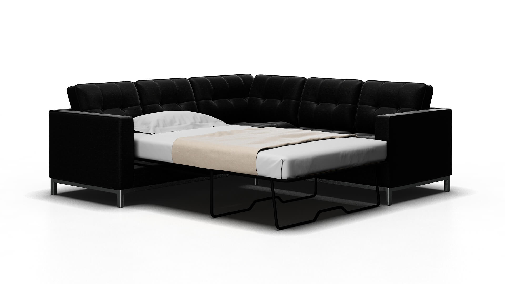 Oxford Chance Denim Sectional Sleeper Espresso legs 2