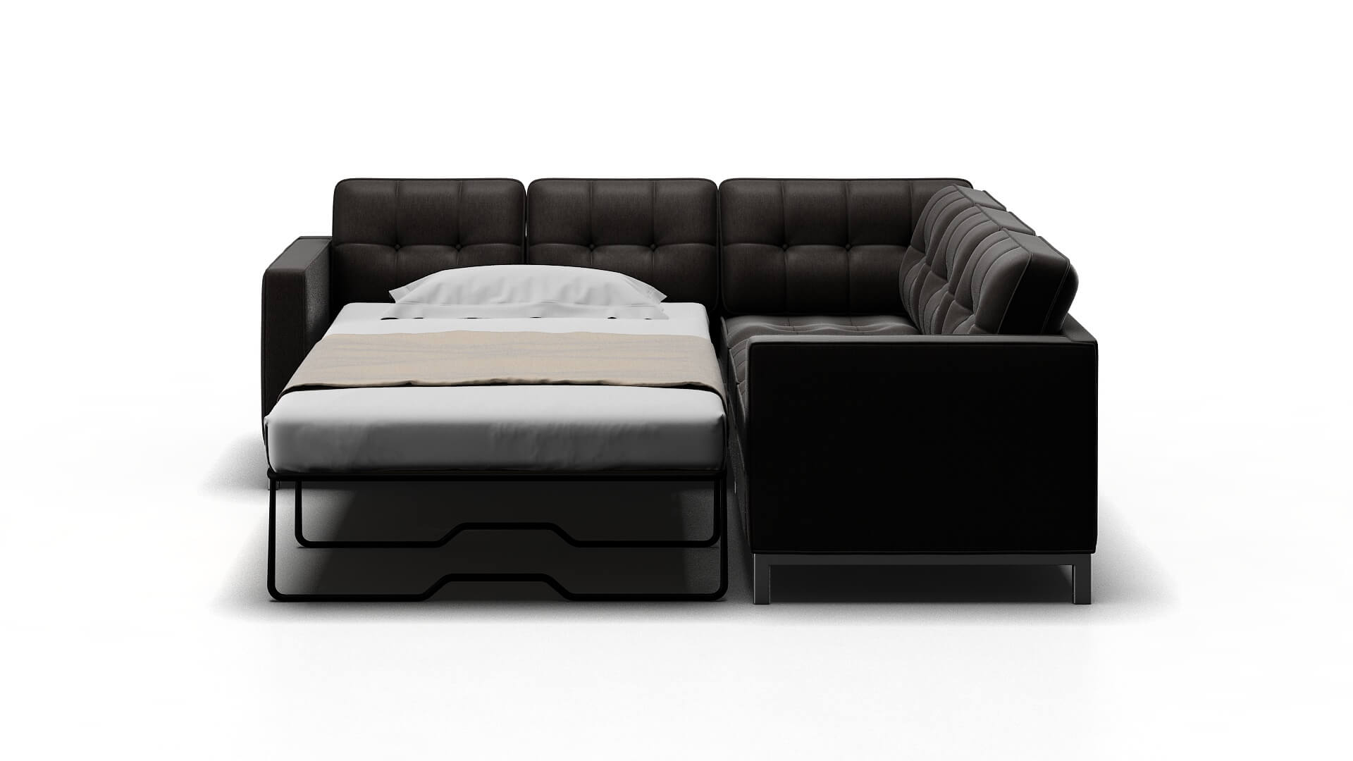 Oxford Cosmo Charcoal Sectional Sleeper Espresso legs 1