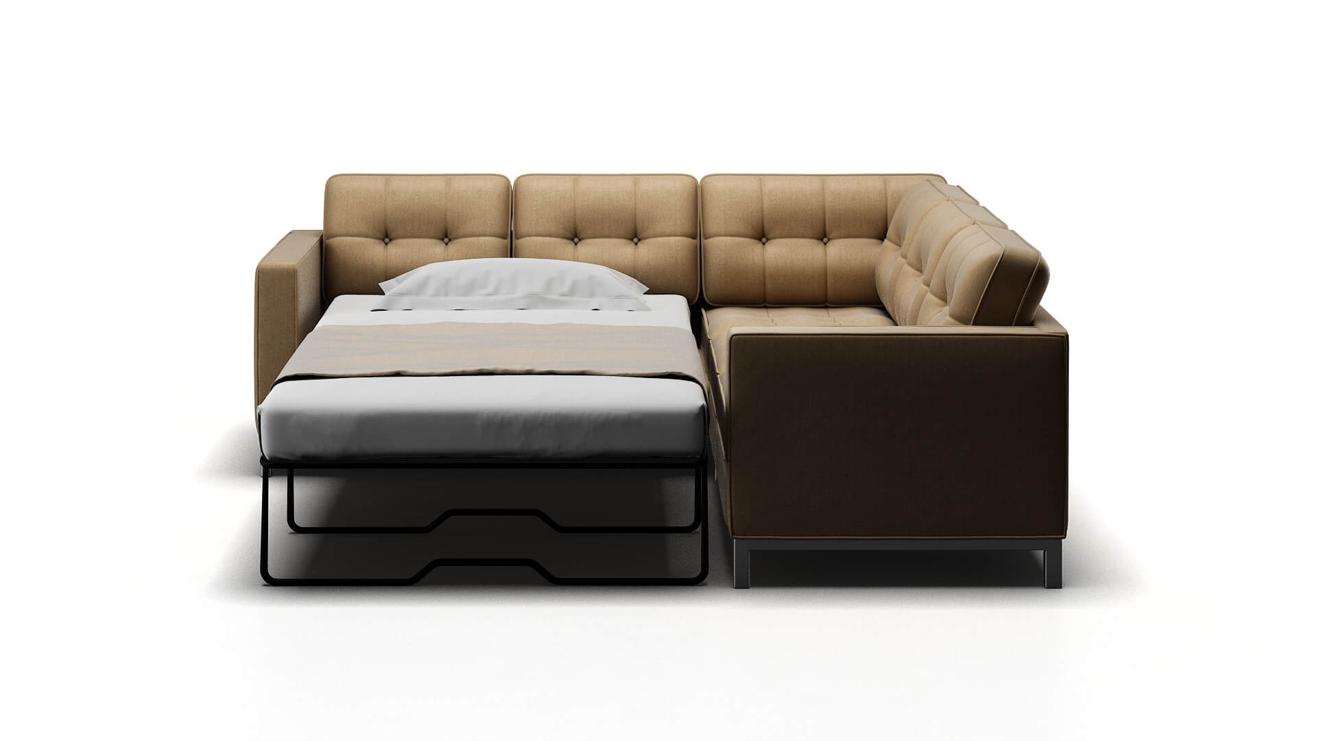 Oxford Cosmo Fawn Sectional Sleeper Espresso legs 1