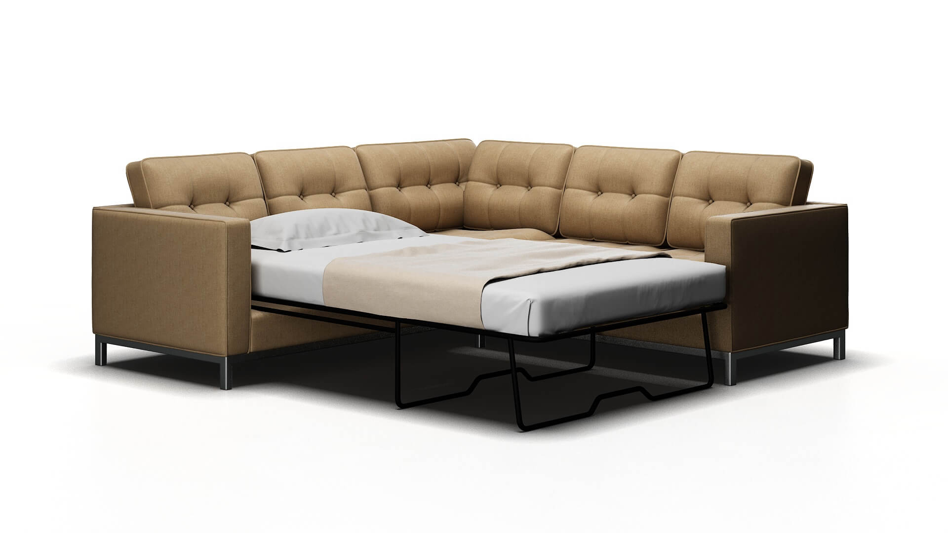 Oxford Cosmo Fawn Sectional Sleeper Espresso legs 2