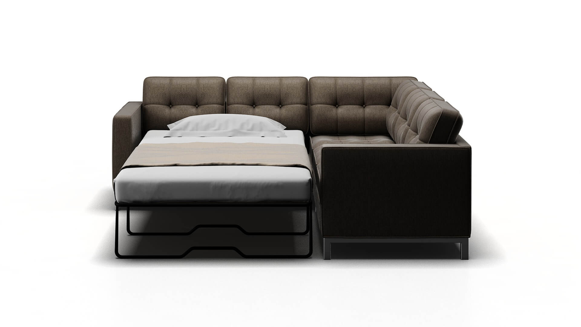 Oxford Cosmo Taupe Sectional Sleeper Espresso legs 1