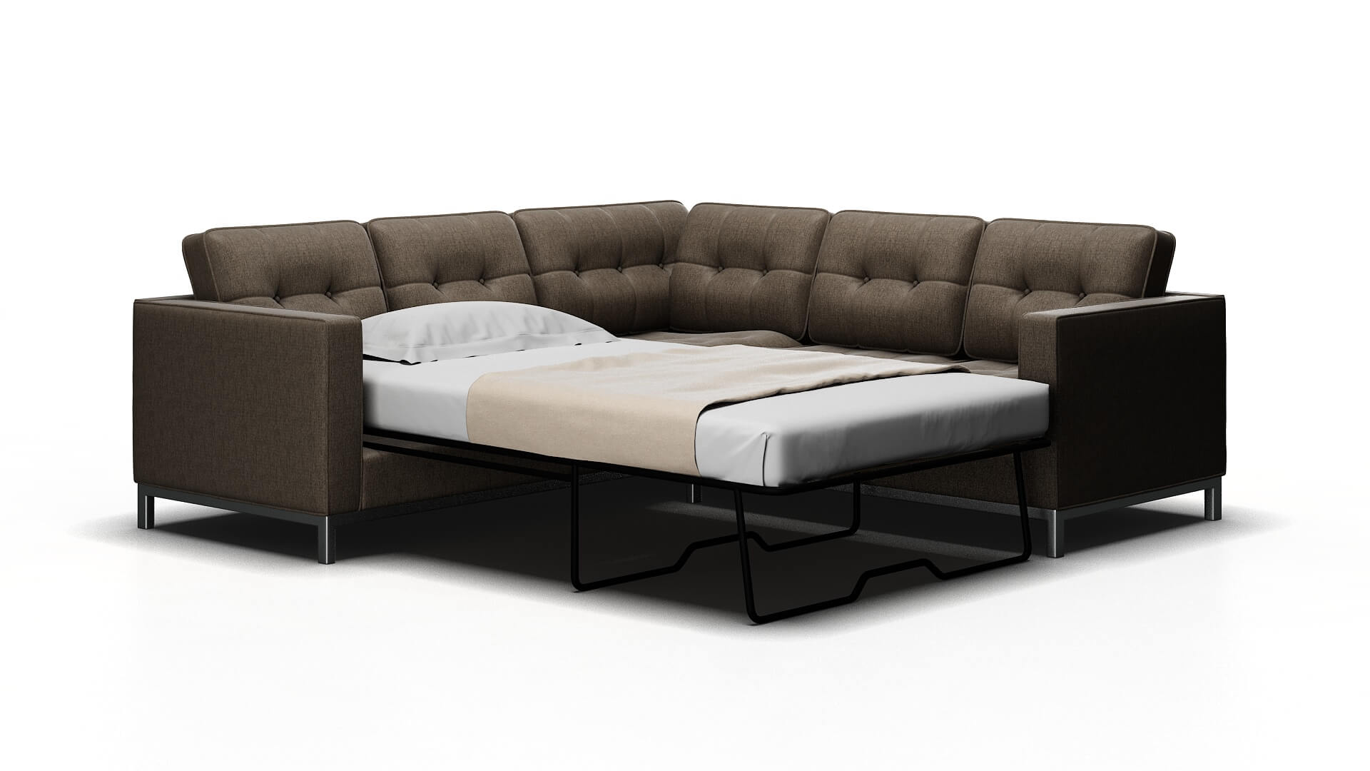 Oxford Cosmo Taupe Sectional Sleeper Espresso legs 2
