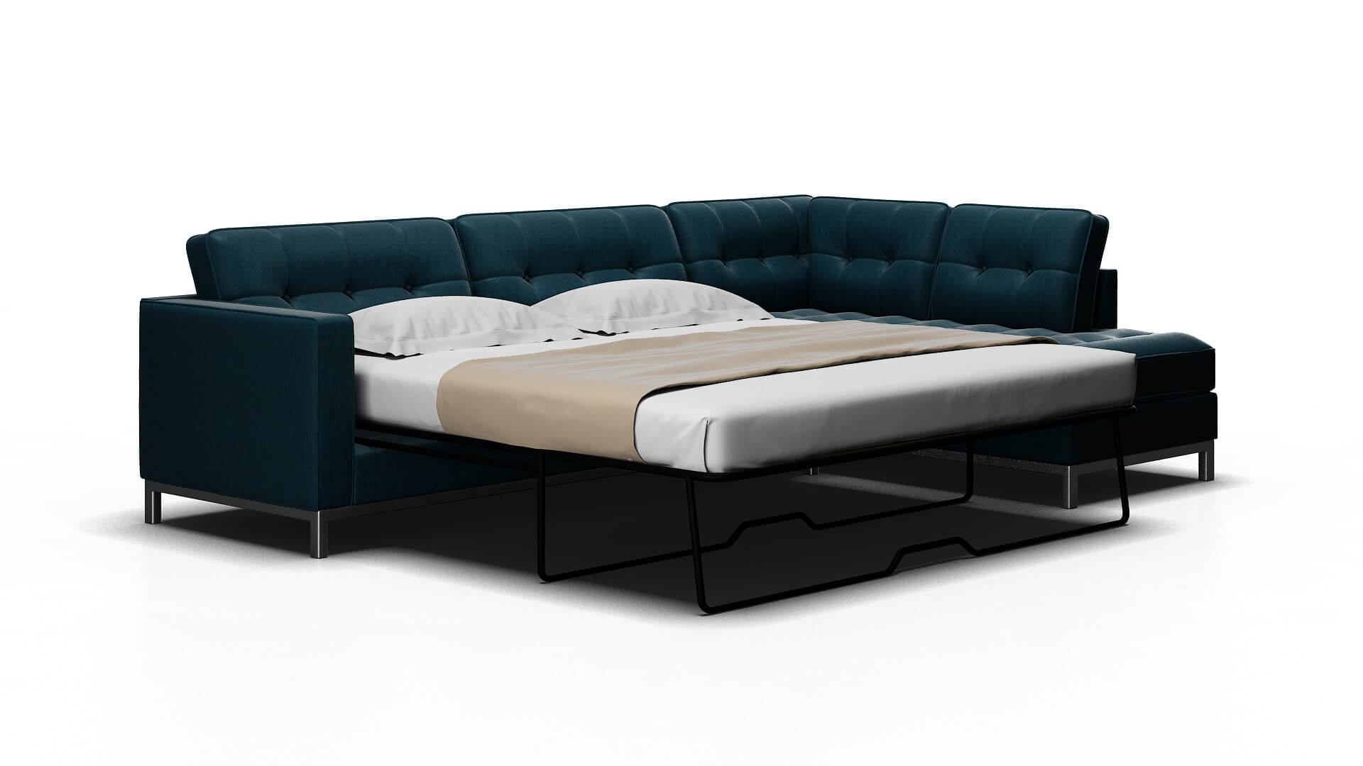 Oxford Cosmo Teal Panel Sleeper Espresso legs 2