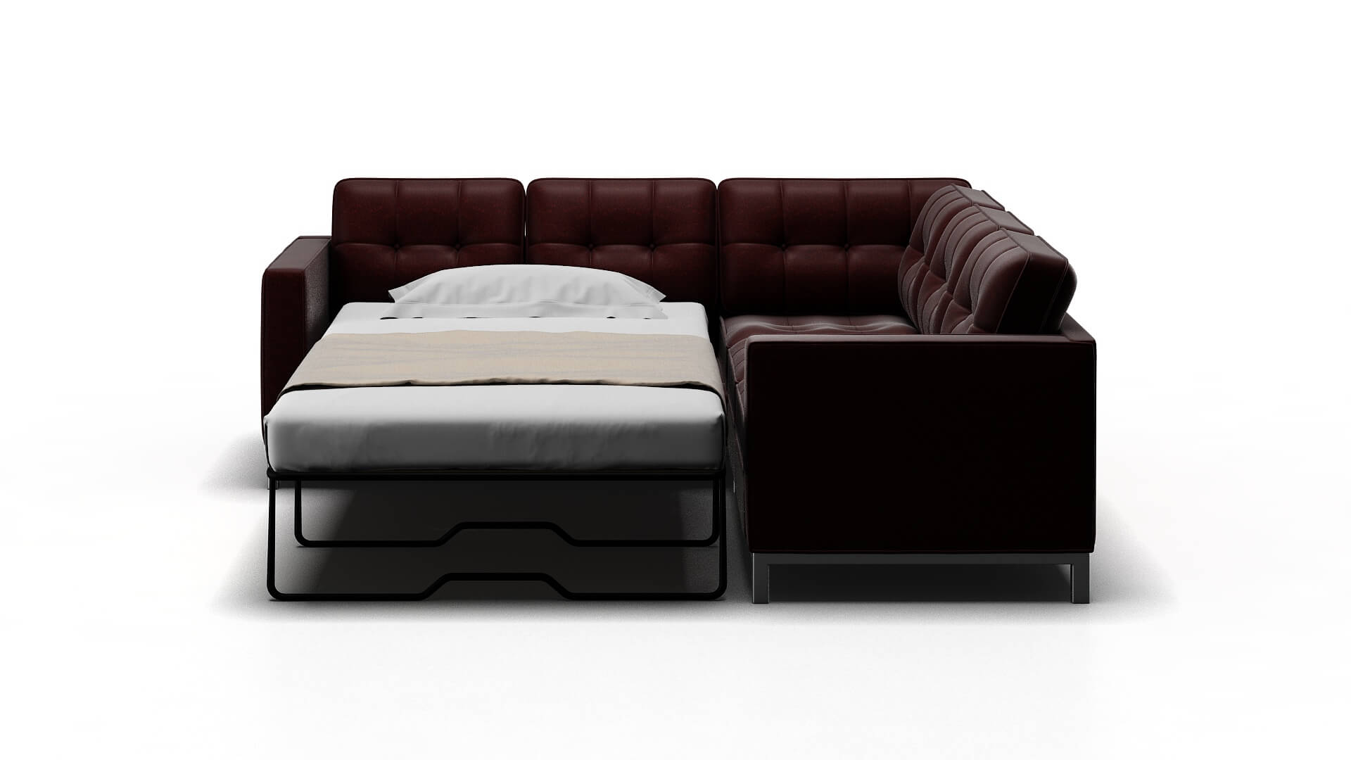 Oxford Derby Berry Sectional Sleeper Espresso legs 1