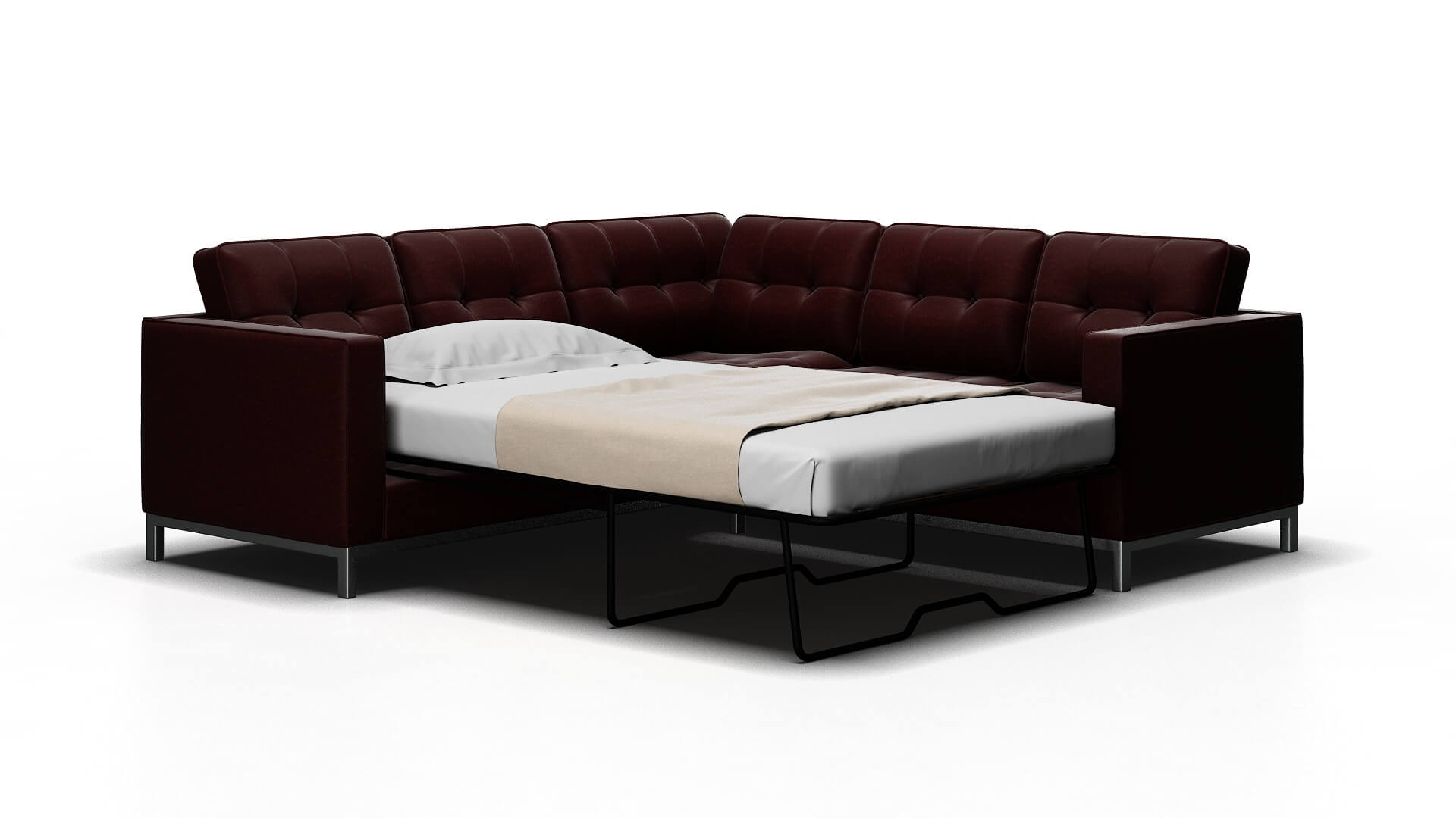 Oxford Derby Berry Sectional Sleeper Espresso legs 2