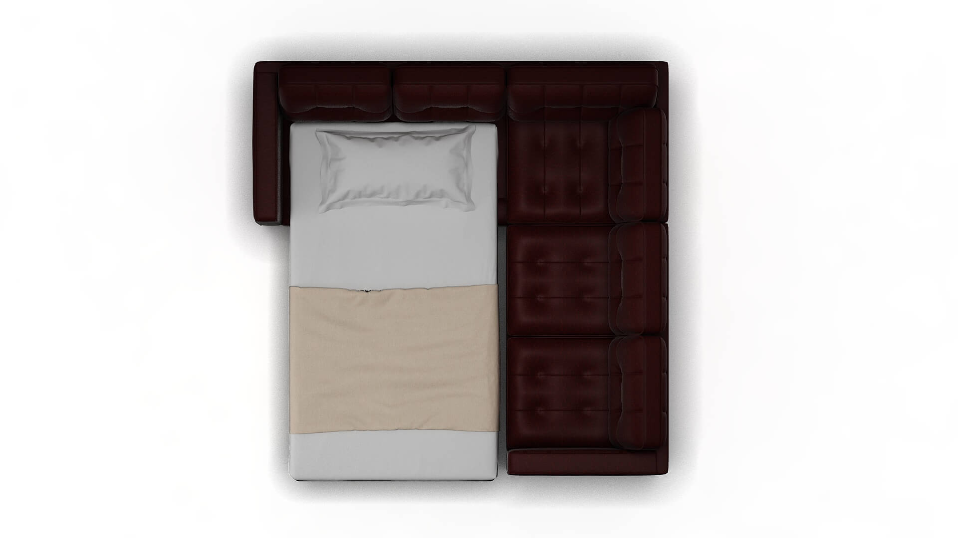 Oxford Derby Berry Sectional Sleeper Espresso legs 3