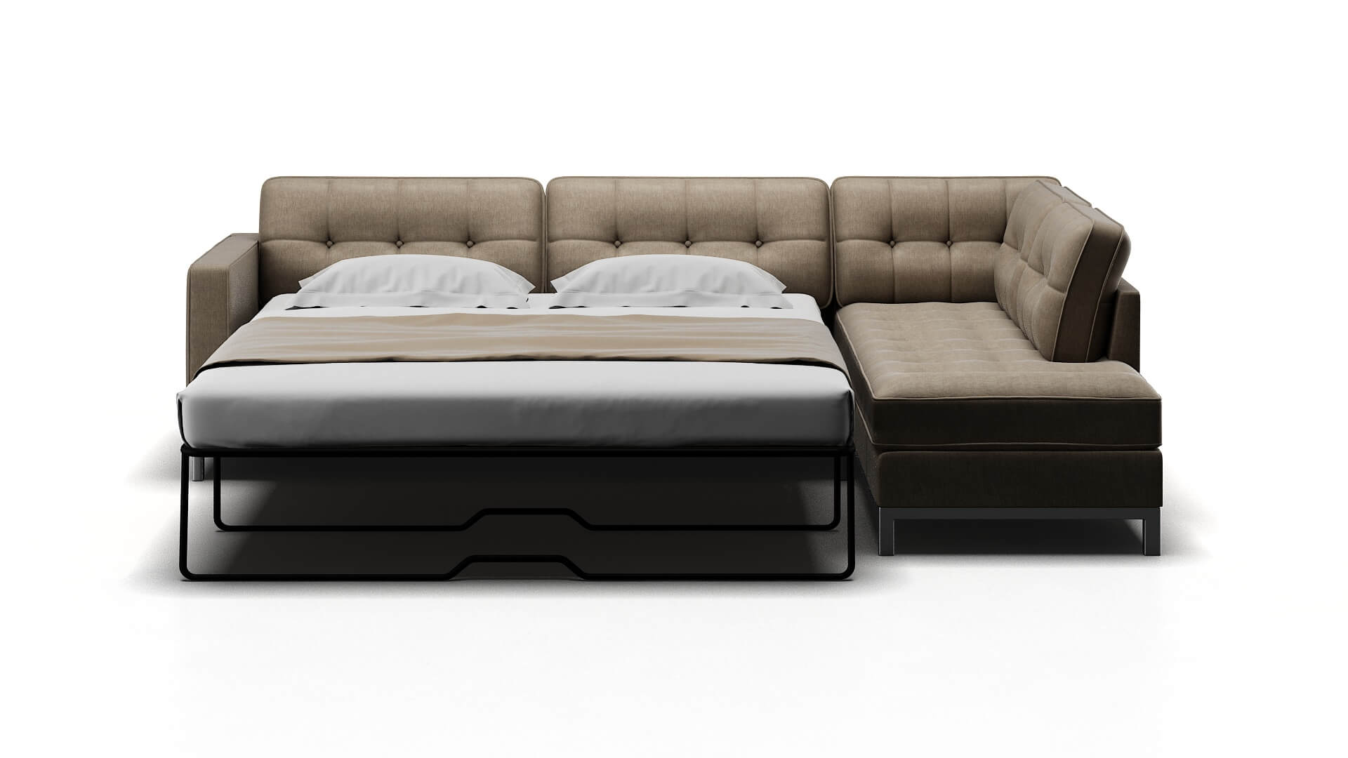 Oxford Derby Linen Panel Sleeper Espresso legs 1