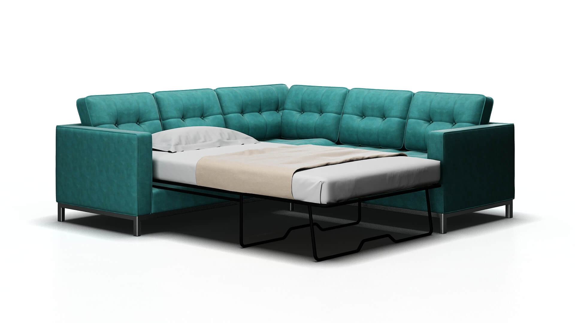 Oxford Dream_d French_blue Sectional Sleeper Espresso legs 2
