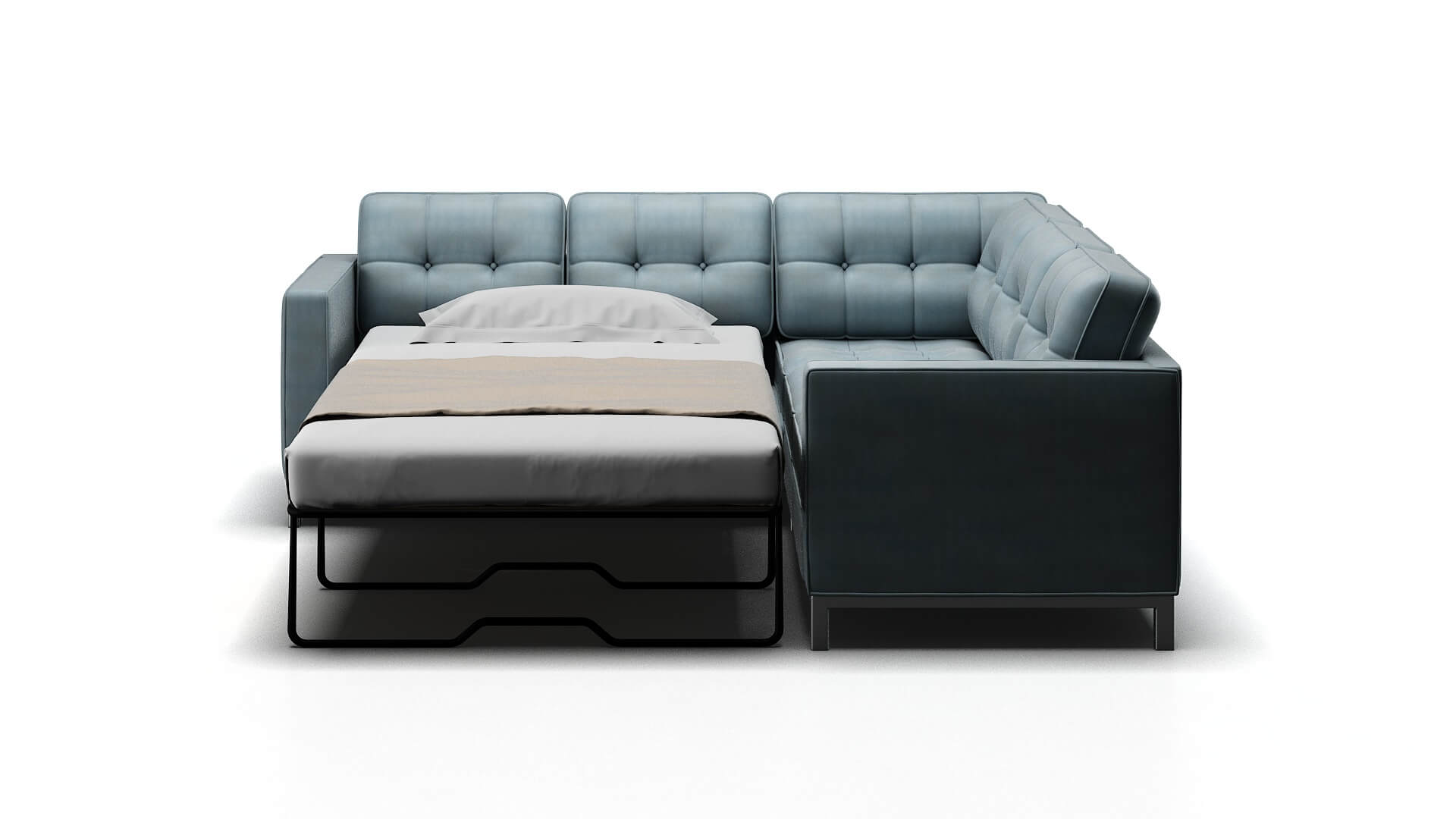 Oxford Hathaway Aqua Sectional Sleeper Espresso legs 1