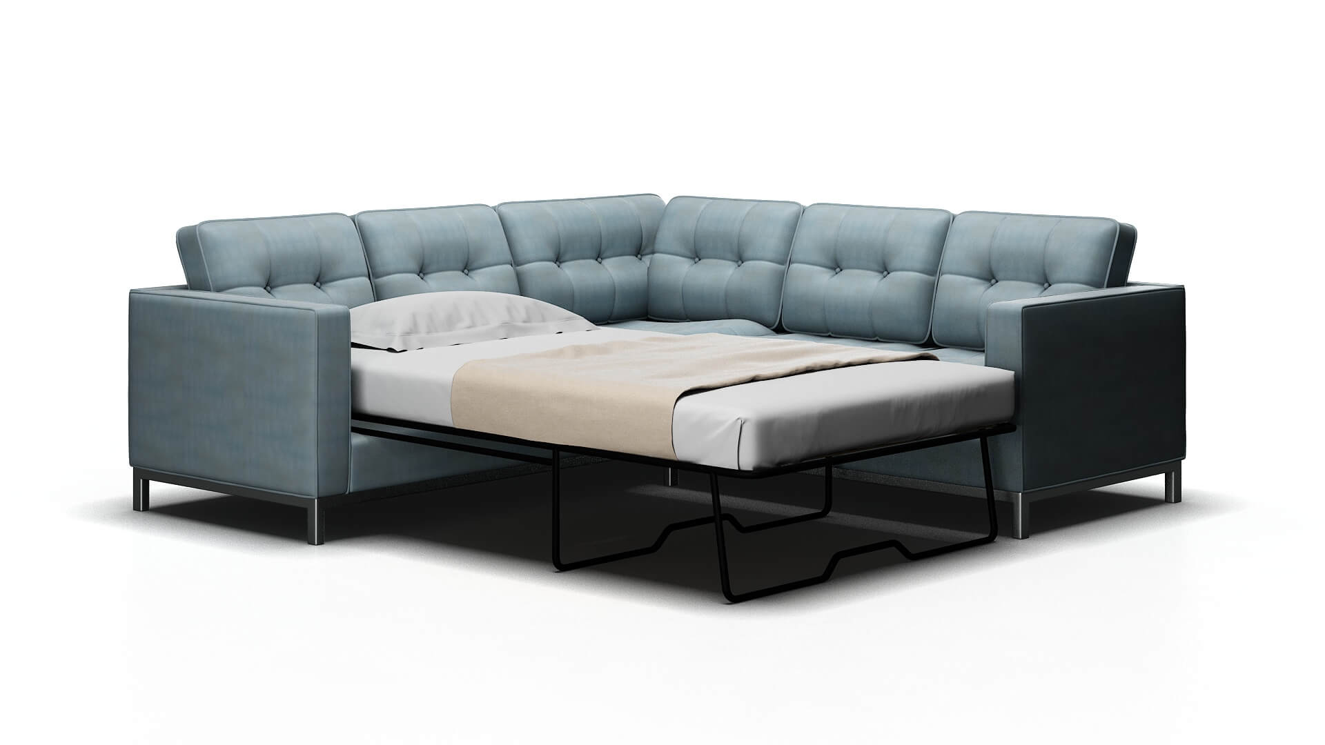 Oxford Hathaway Aqua Sectional Sleeper Espresso legs 2