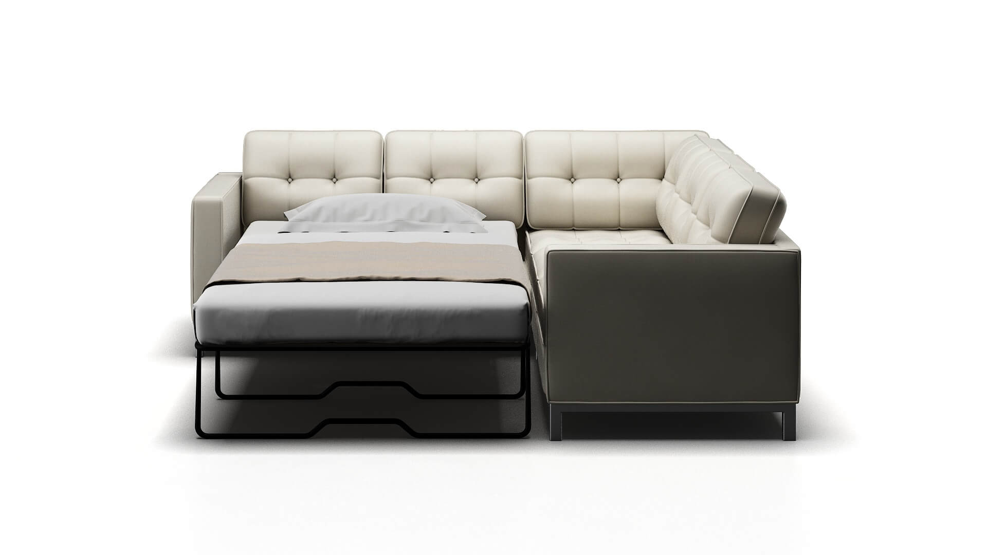 Oxford Keylargo Oatmeal Sectional Sleeper Espresso legs 1