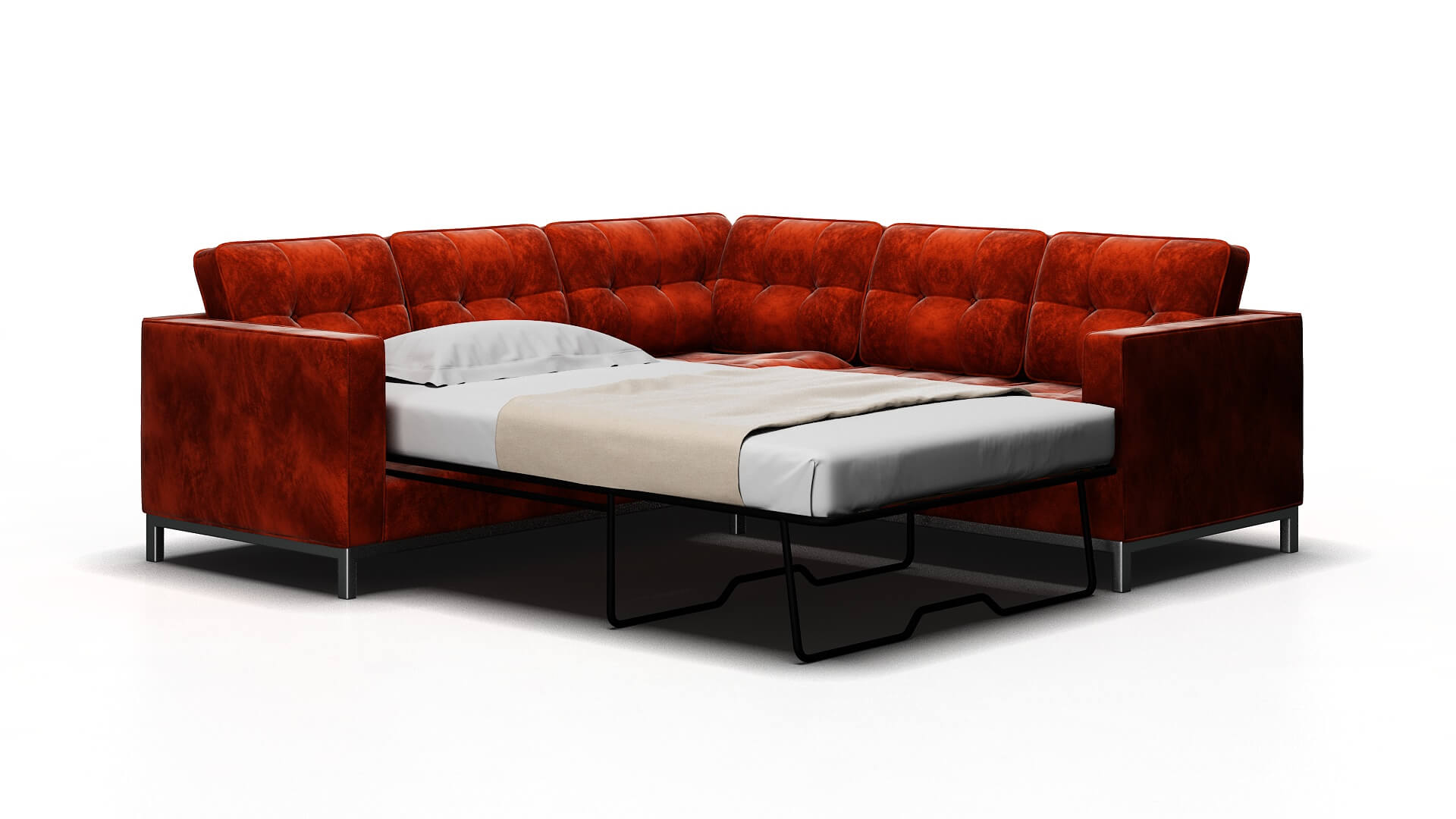 Oxford Loft Copper Sectional Sleeper Espresso legs 2