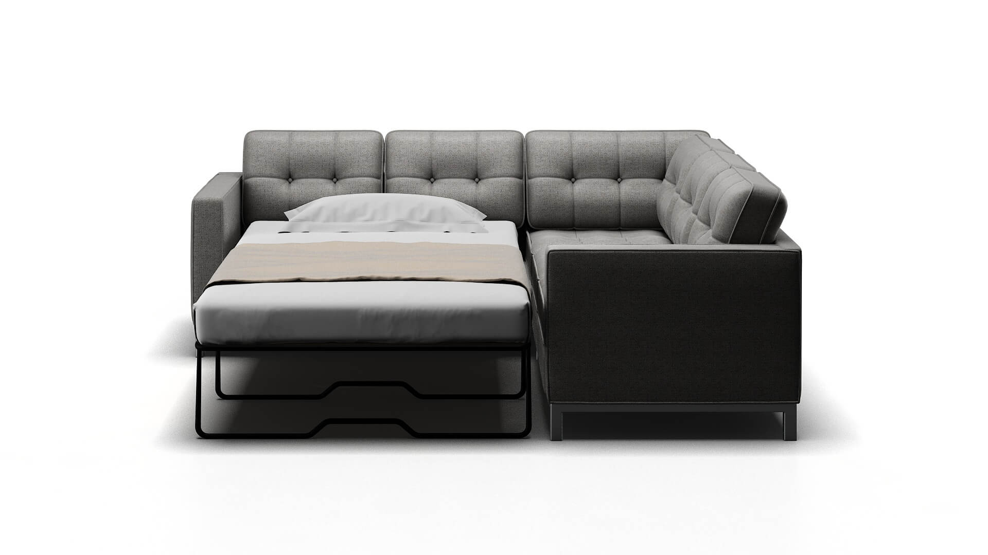 Oxford Malibu Dove Sectional Sleeper Espresso legs 1