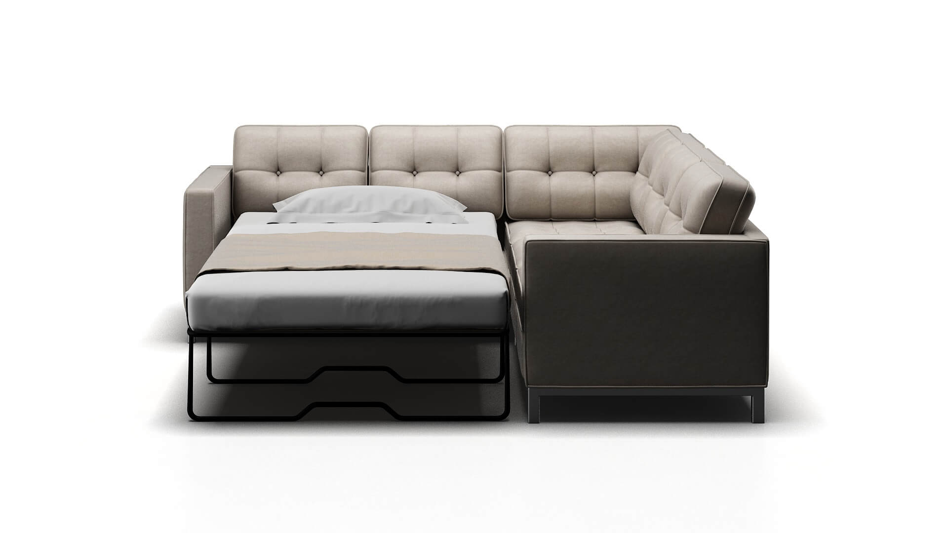 Oxford Noble Grey Sectional Sleeper Espresso legs 1