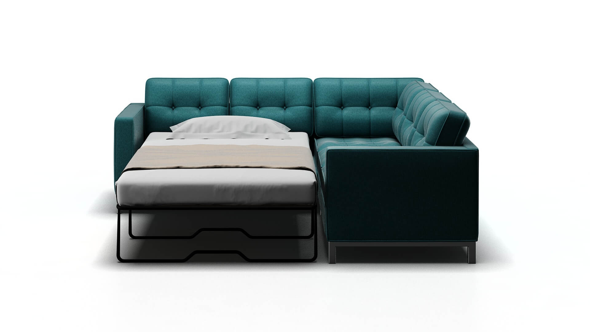 Oxford Parker Turquoise Sectional Sleeper Espresso legs 1