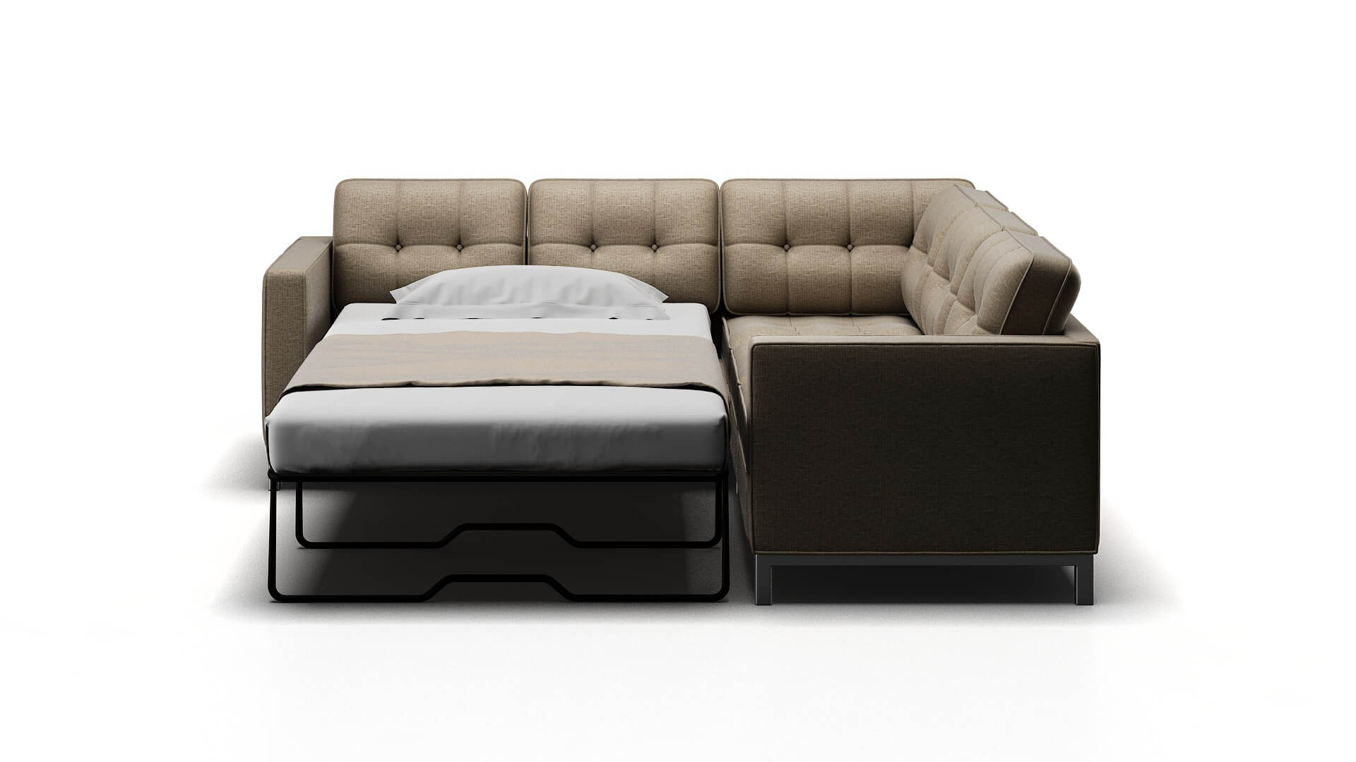 Oxford Parker Wheat Sectional Sleeper Espresso legs 1