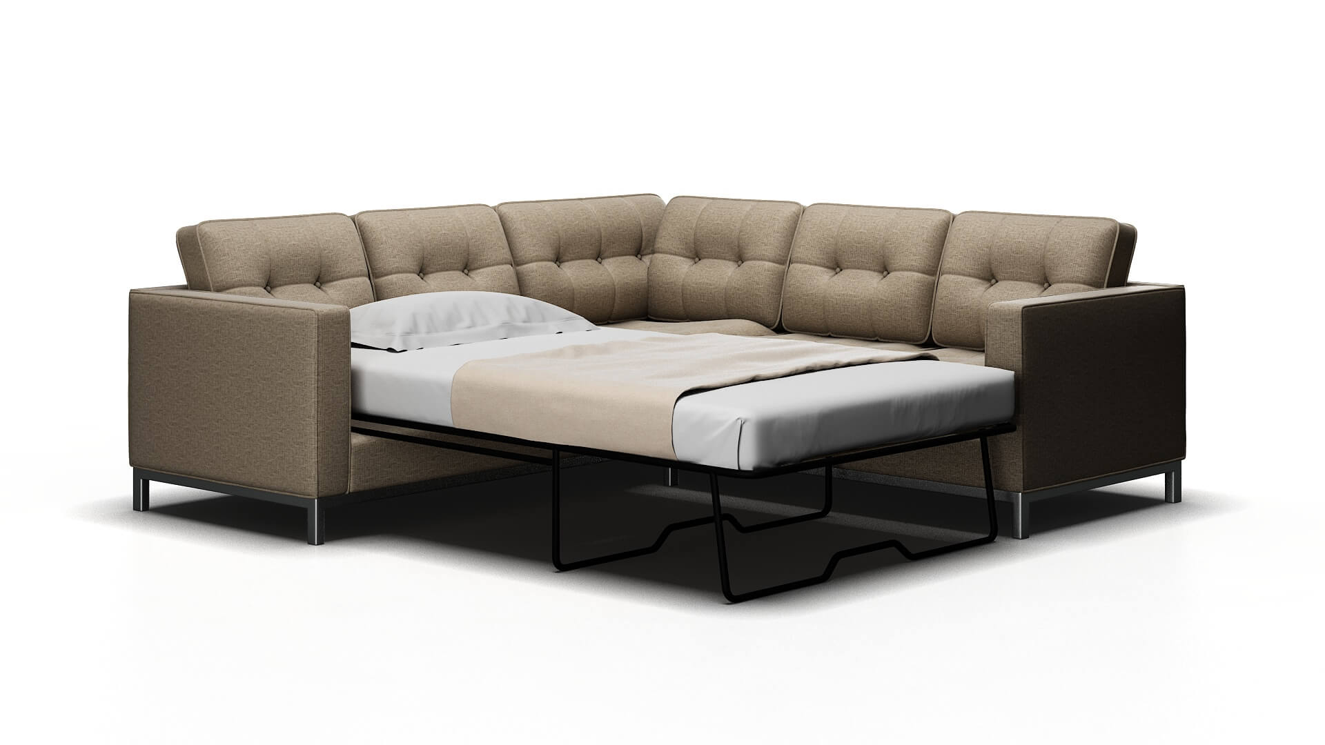 Oxford Parker Wheat Sectional Sleeper Espresso legs 2