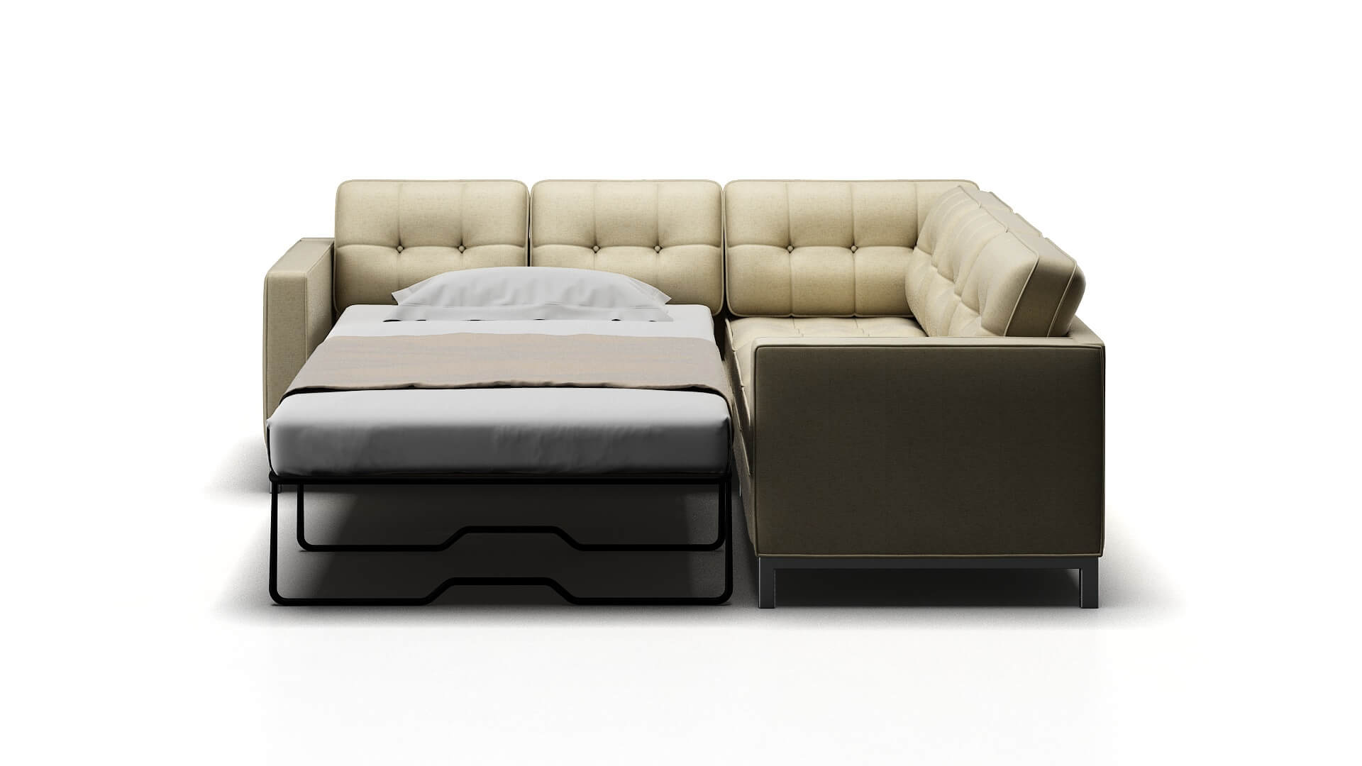 Oxford Phoenix Ivory Sectional Sleeper Espresso legs 1