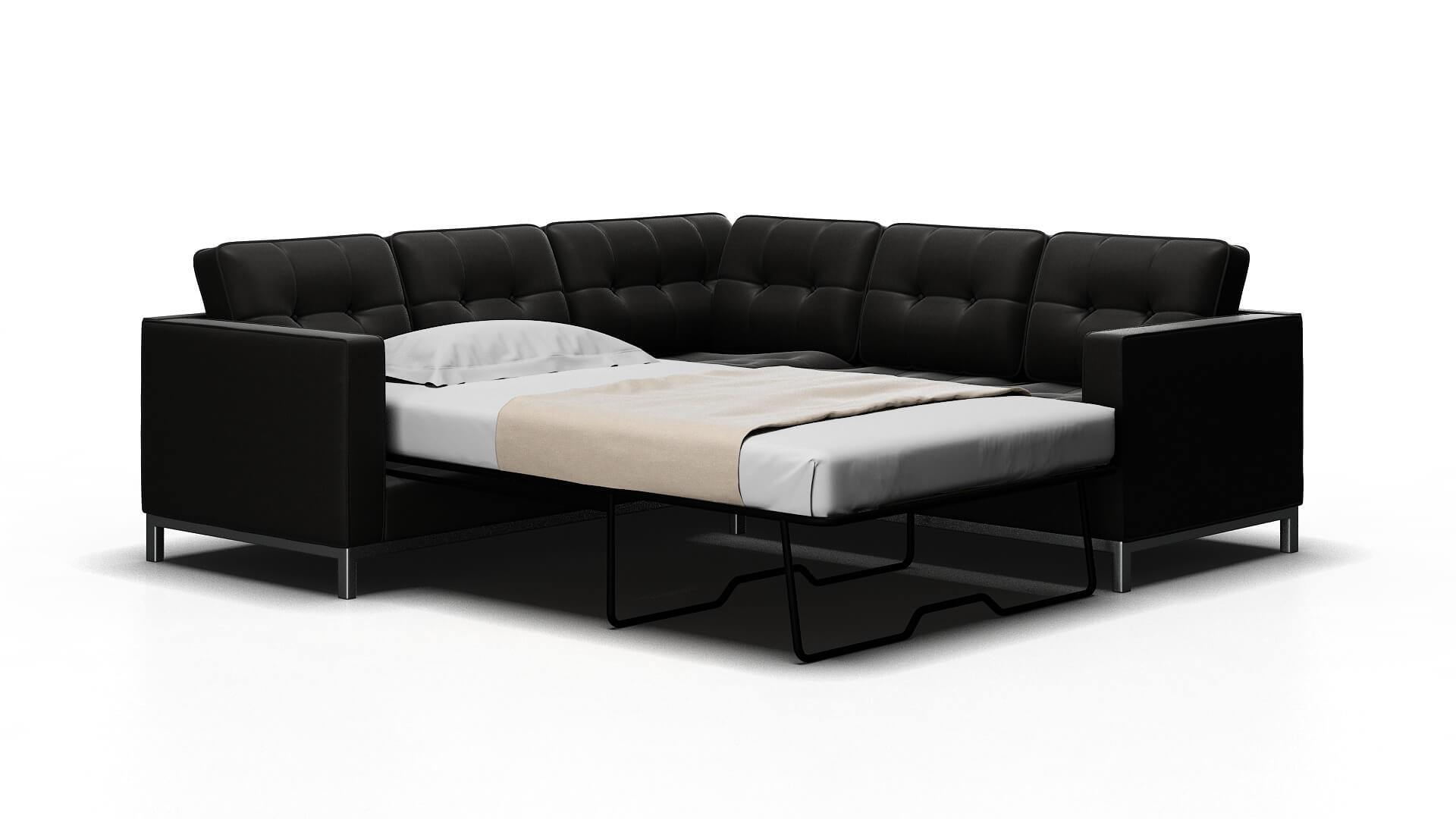 Oxford Rocket Charcoal Sectional Sleeper Espresso legs 2