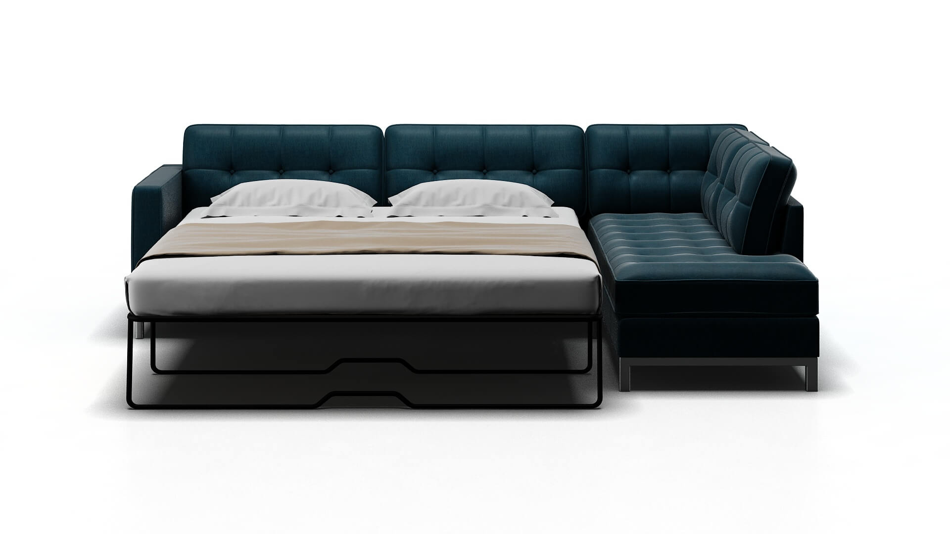 Oxford Royale Electric_blue Panel Sleeper Espresso legs 1