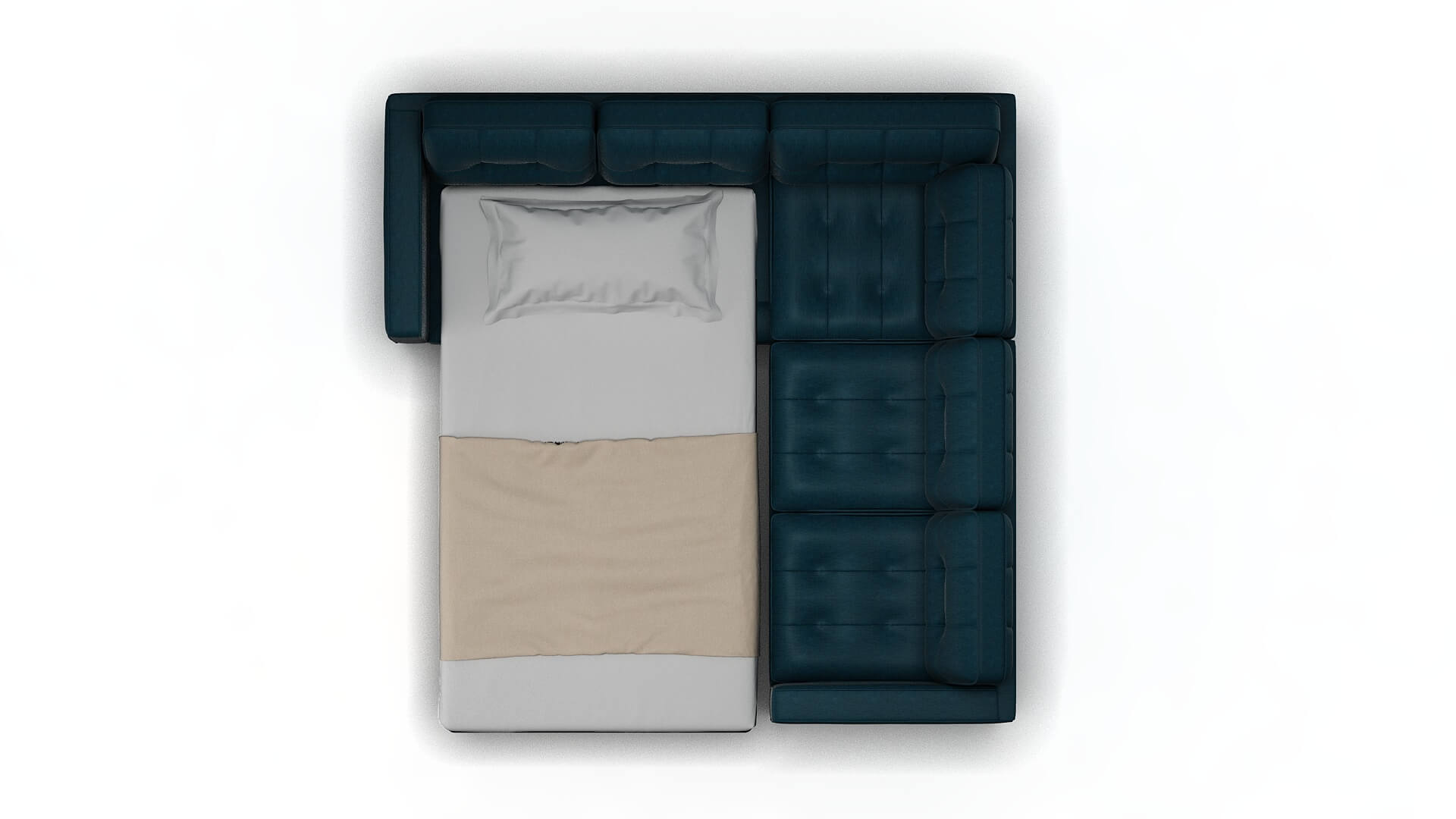 Oxford Royale Electric_blue Sectional Sleeper Espresso legs 3