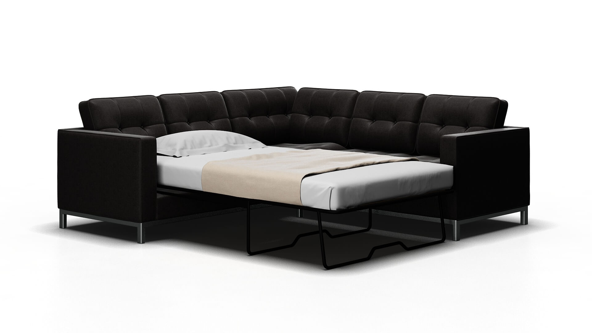 Oxford Sasha Grey Sectional Sleeper Espresso legs 2