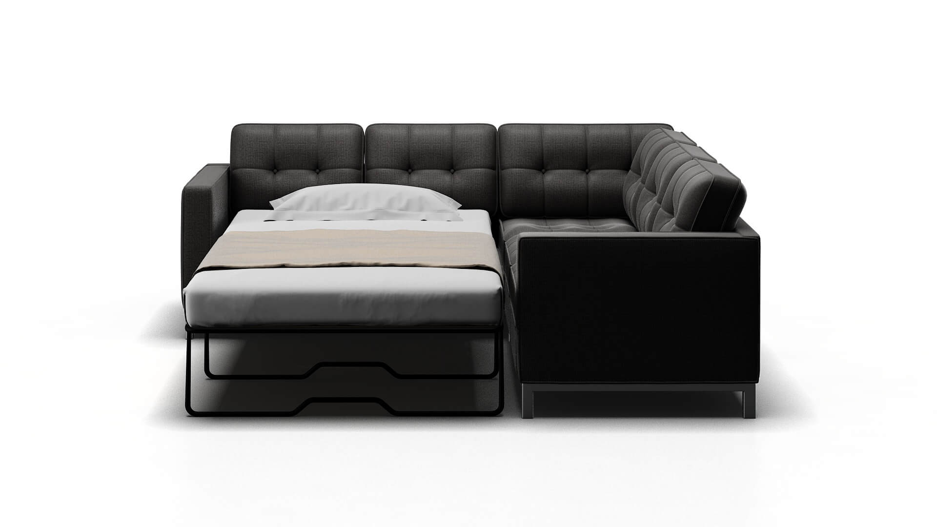 Oxford Terrain Oatmeal Sectional Sleeper Espresso legs 1