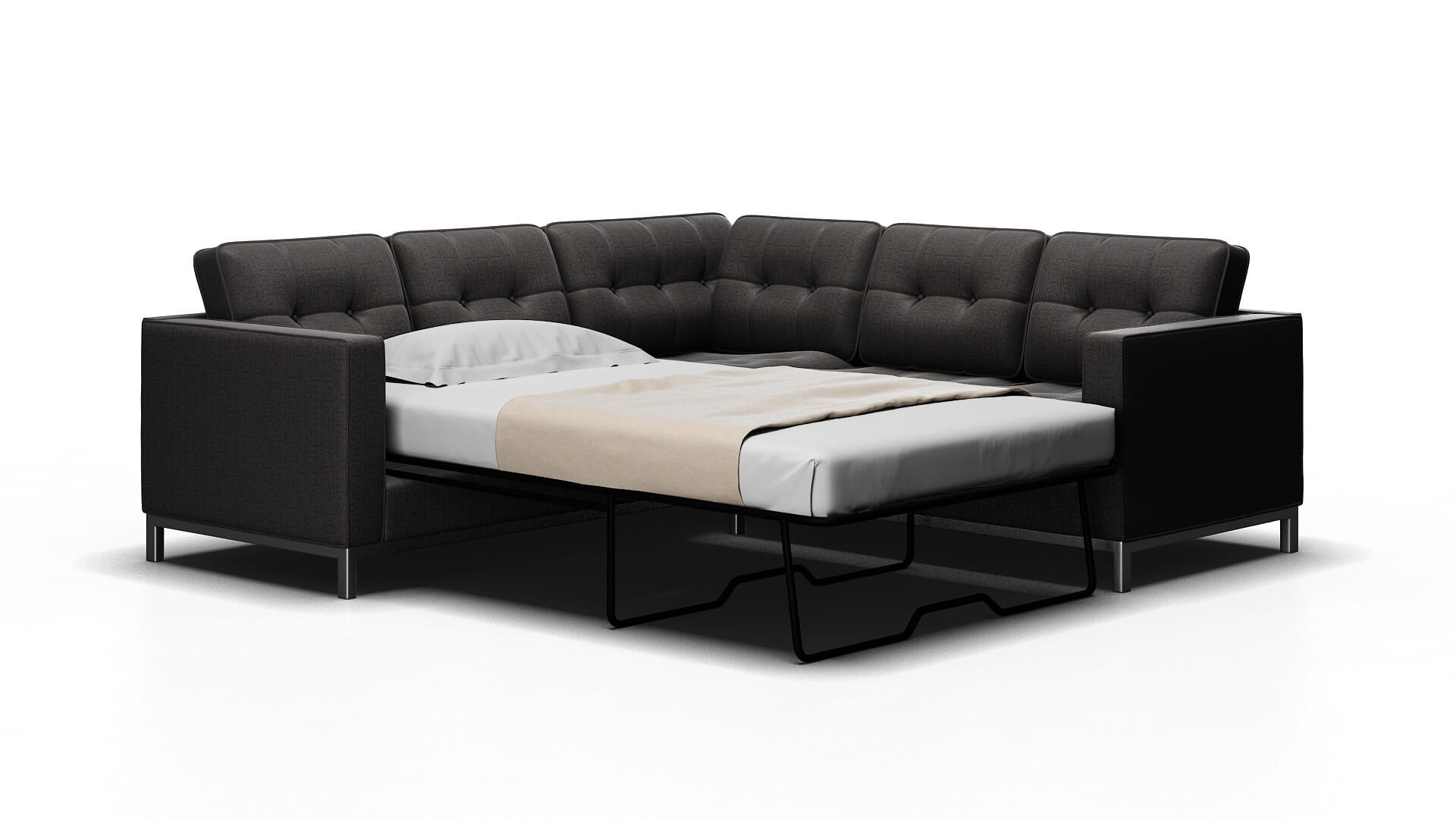 Oxford Terrain Oatmeal Sectional Sleeper Espresso legs 2