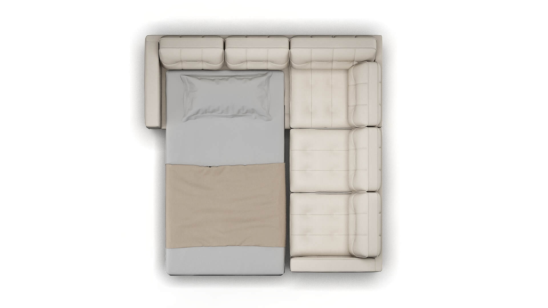 Oxford Venice Eggshell Sectional Sleeper Espresso legs 3