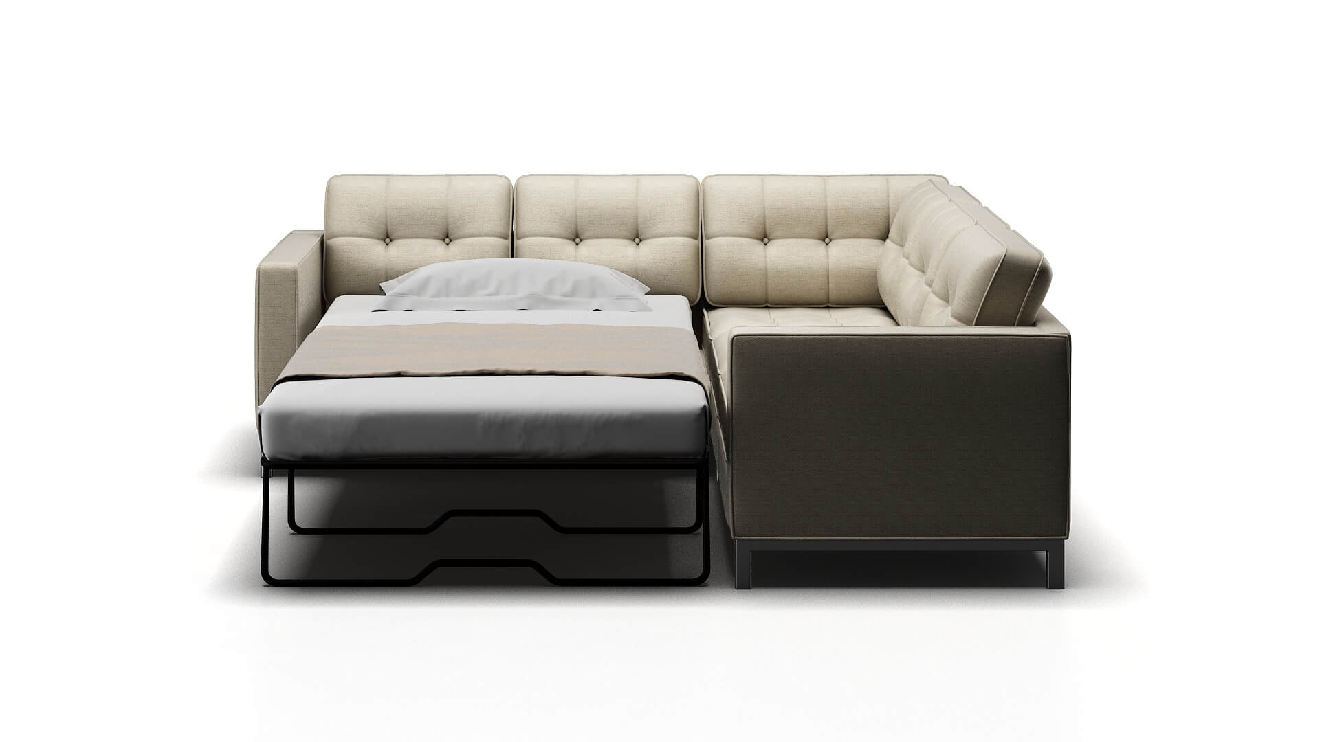 Oxford Venus Cream Sectional Sleeper Espresso legs 1