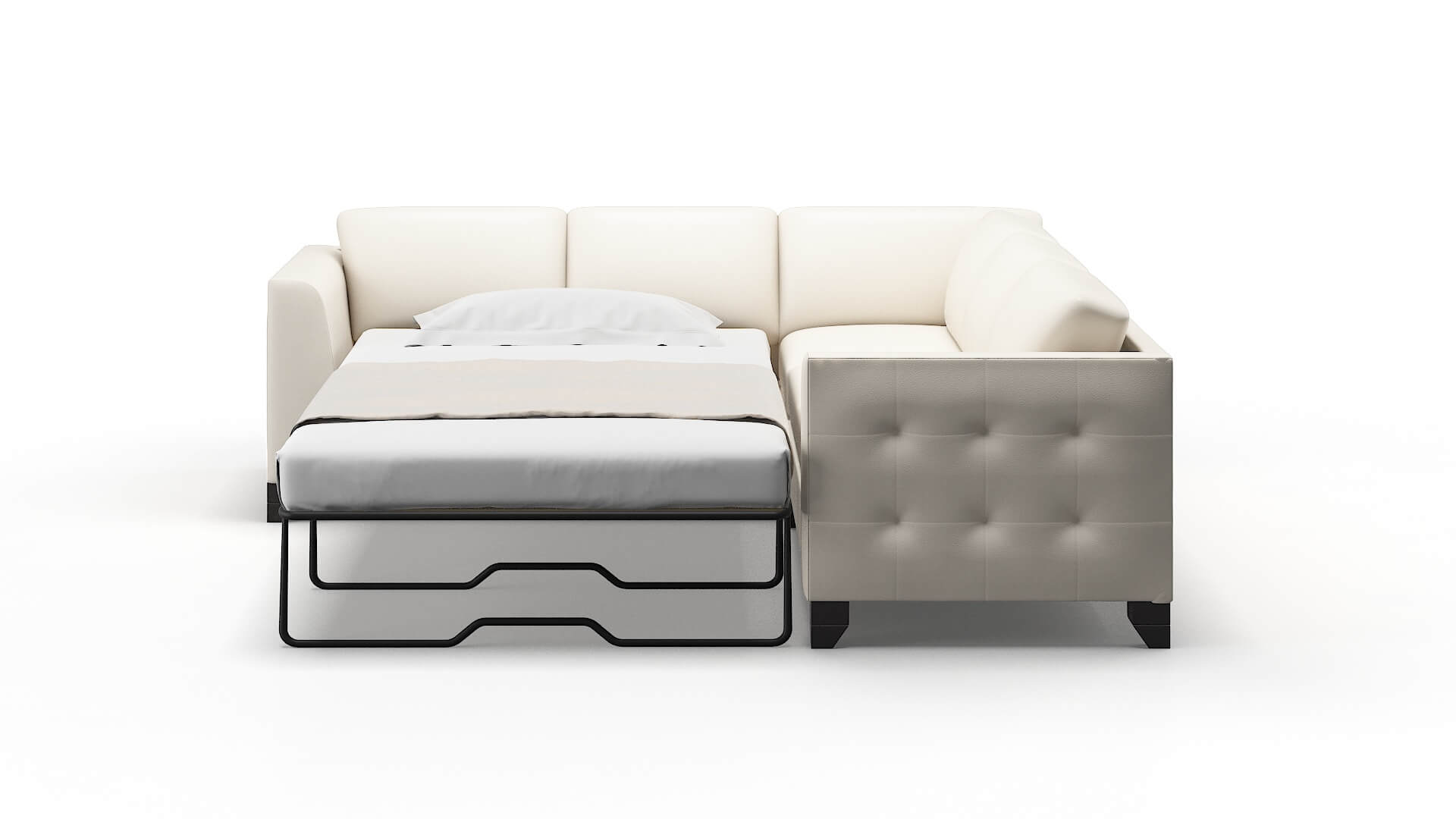 Paris Blanche Milky Sectional Sleeper Espresso legs 1