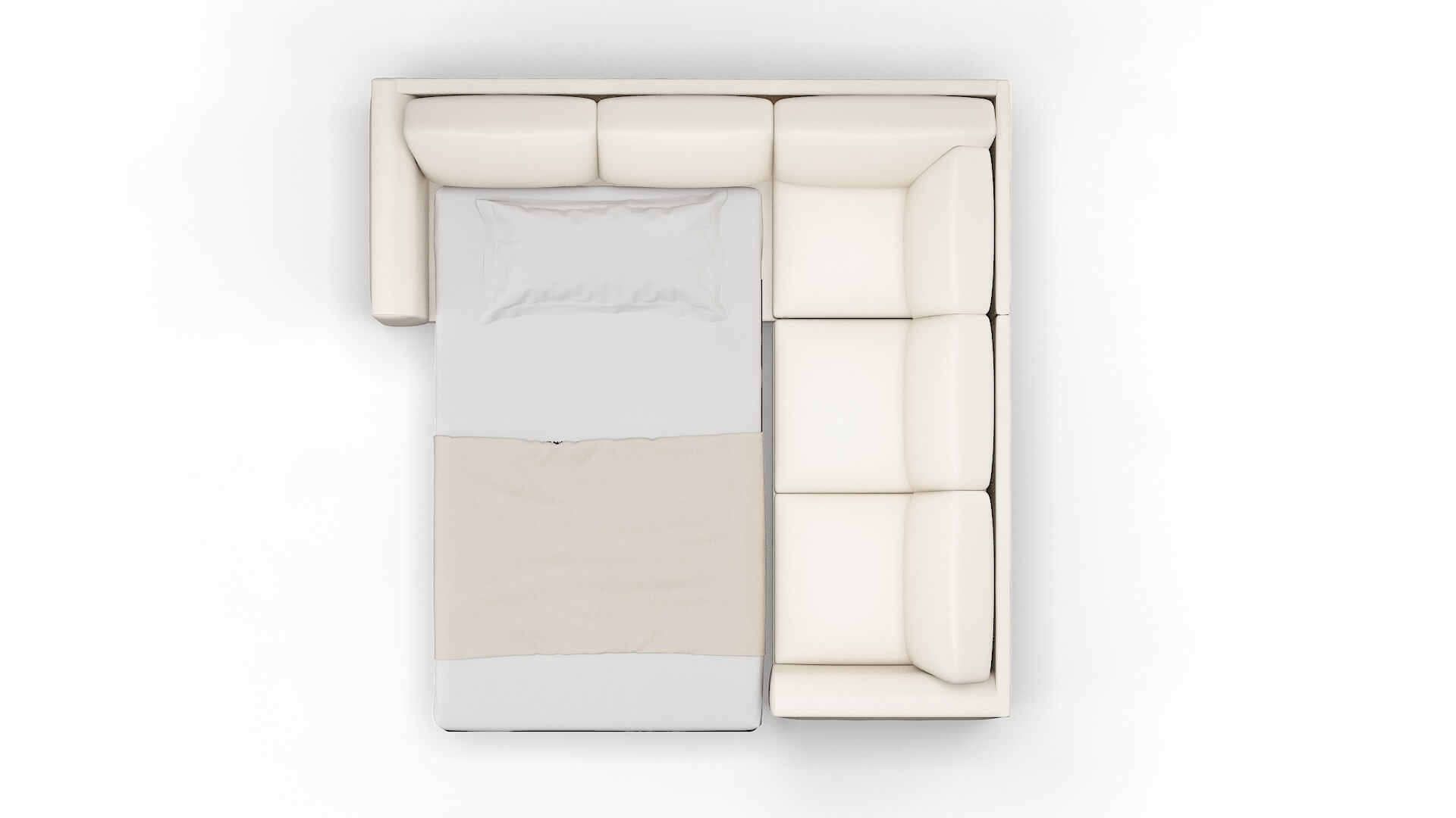 Paris Blanche Milky Sectional Sleeper Espresso legs 3