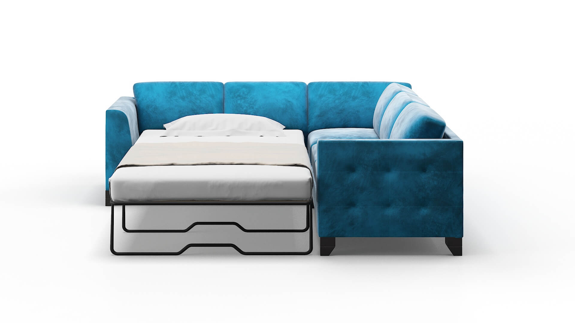 Paris Buzz Teal Sectional Sleeper Espresso legs 1