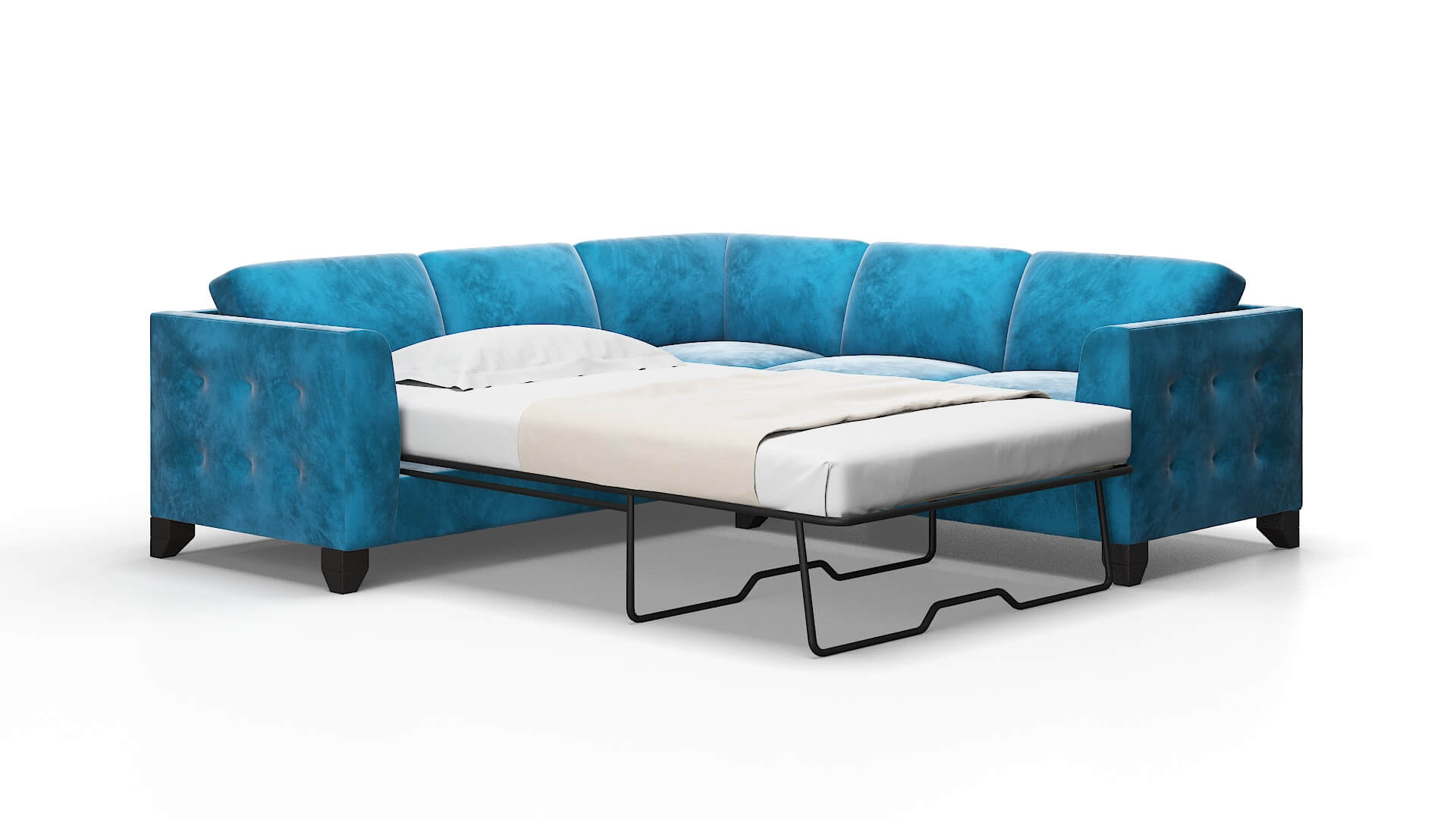 Paris Buzz teal Sectional sleeper Espresso Legs  2