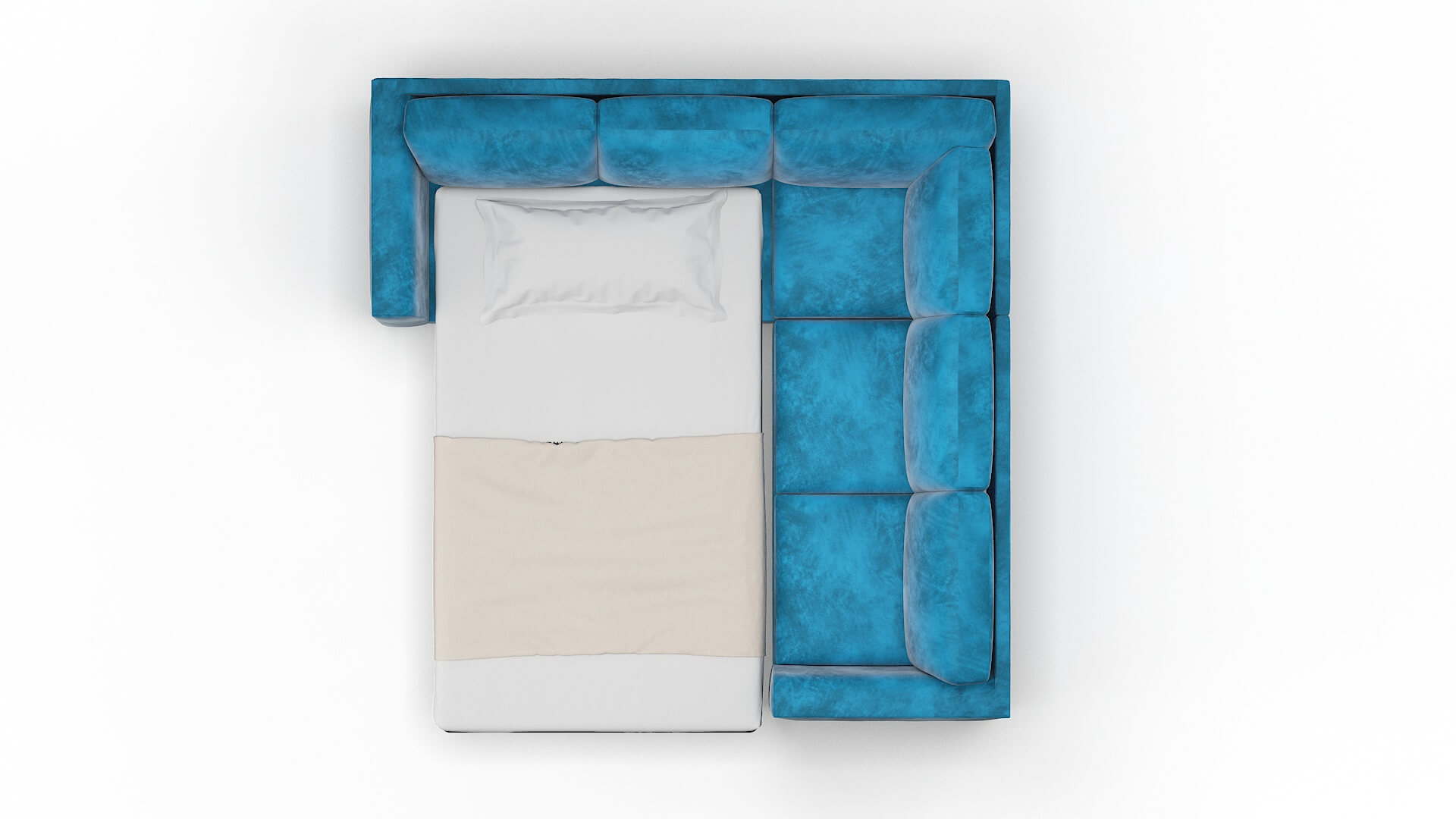 Paris Buzz Teal Sectional Sleeper Espresso legs 3