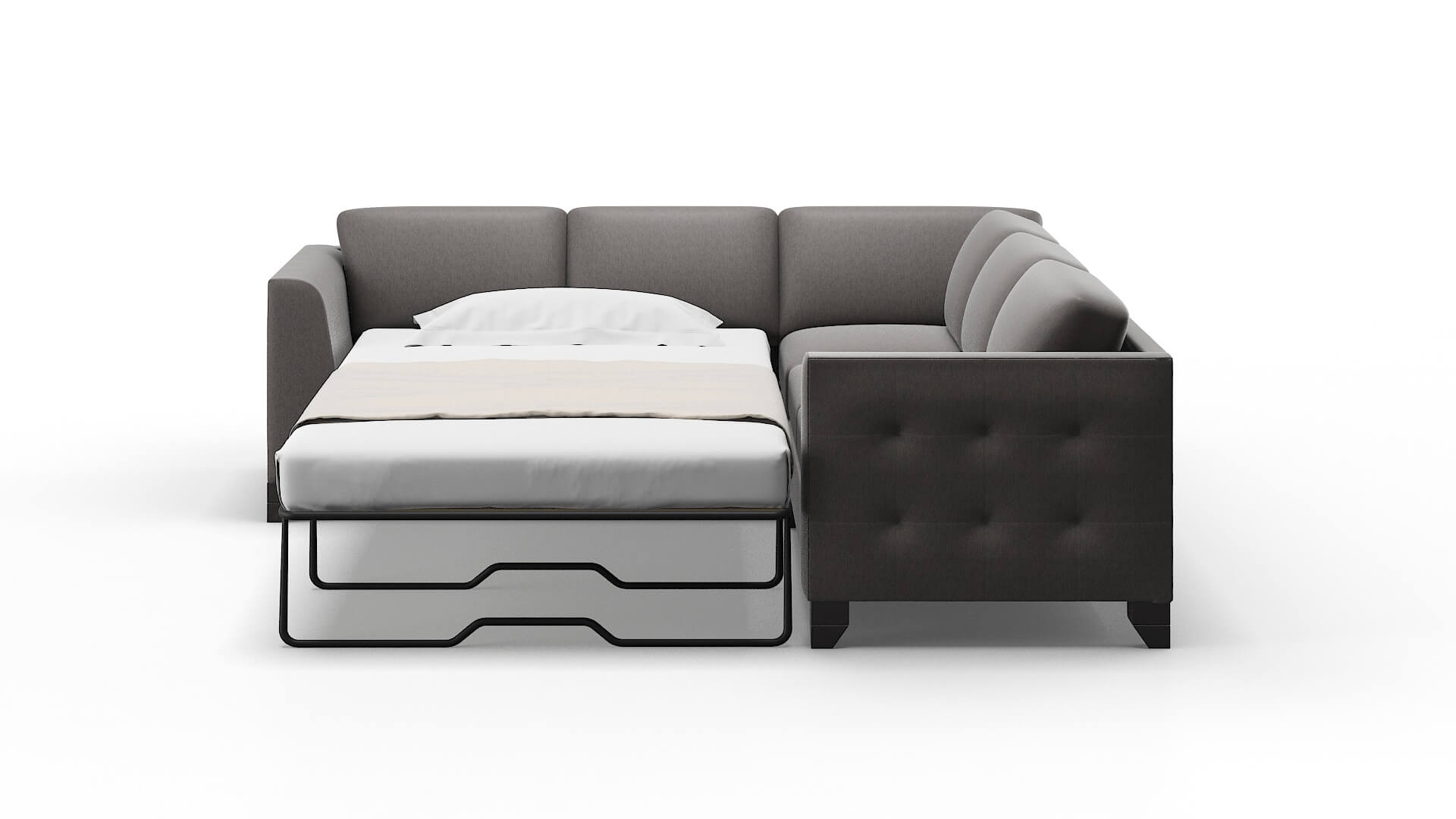 Paris Cosmo Charcoal Sectional Sleeper Espresso legs 1