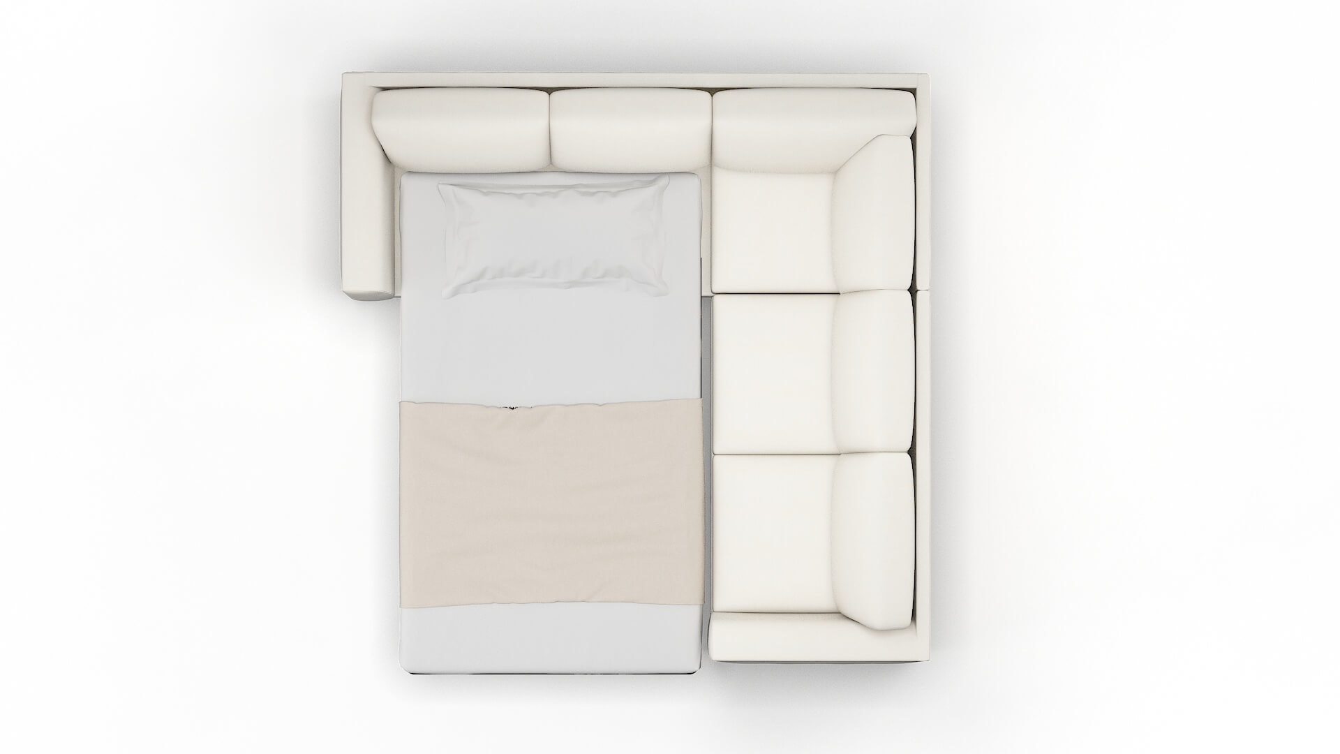 Paris Cosmo Ivory Sectional Sleeper Espresso legs 3