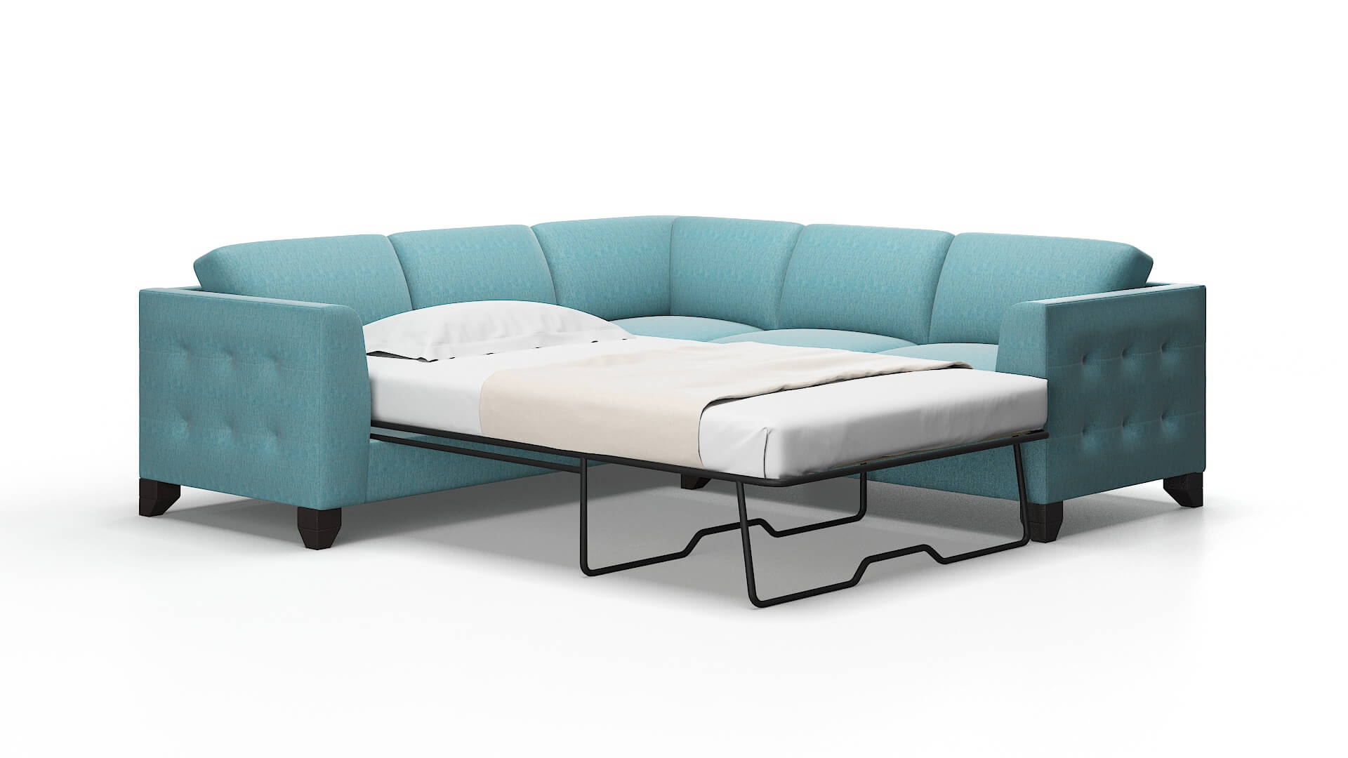 Paris Cosmo turquoise Sectional sleeper Espresso Legs  2