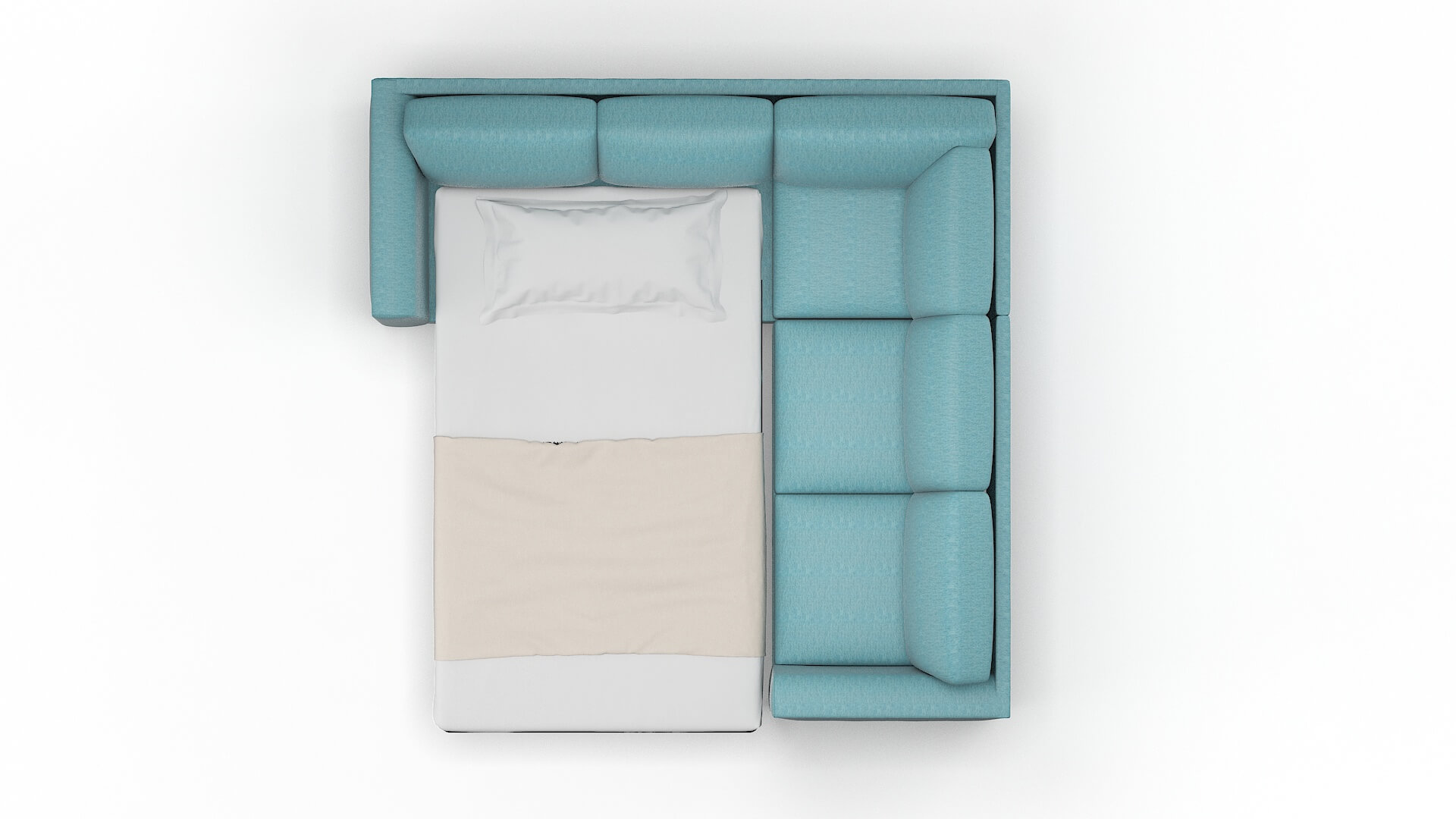 Paris Cosmo Turquoise Sectional Sleeper Espresso legs 3