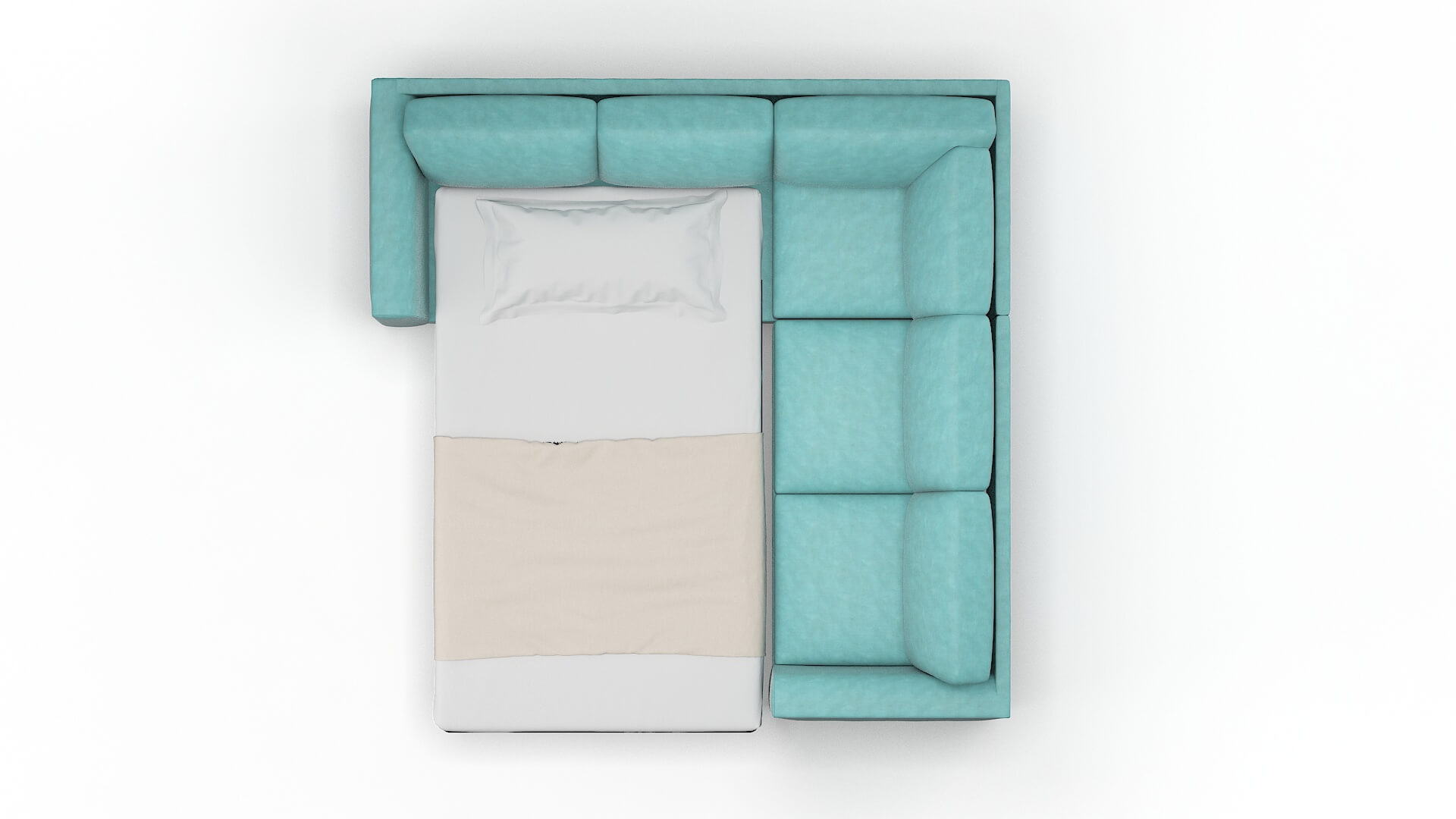 Paris Curious Turquoise Sectional Sleeper Espresso legs 3