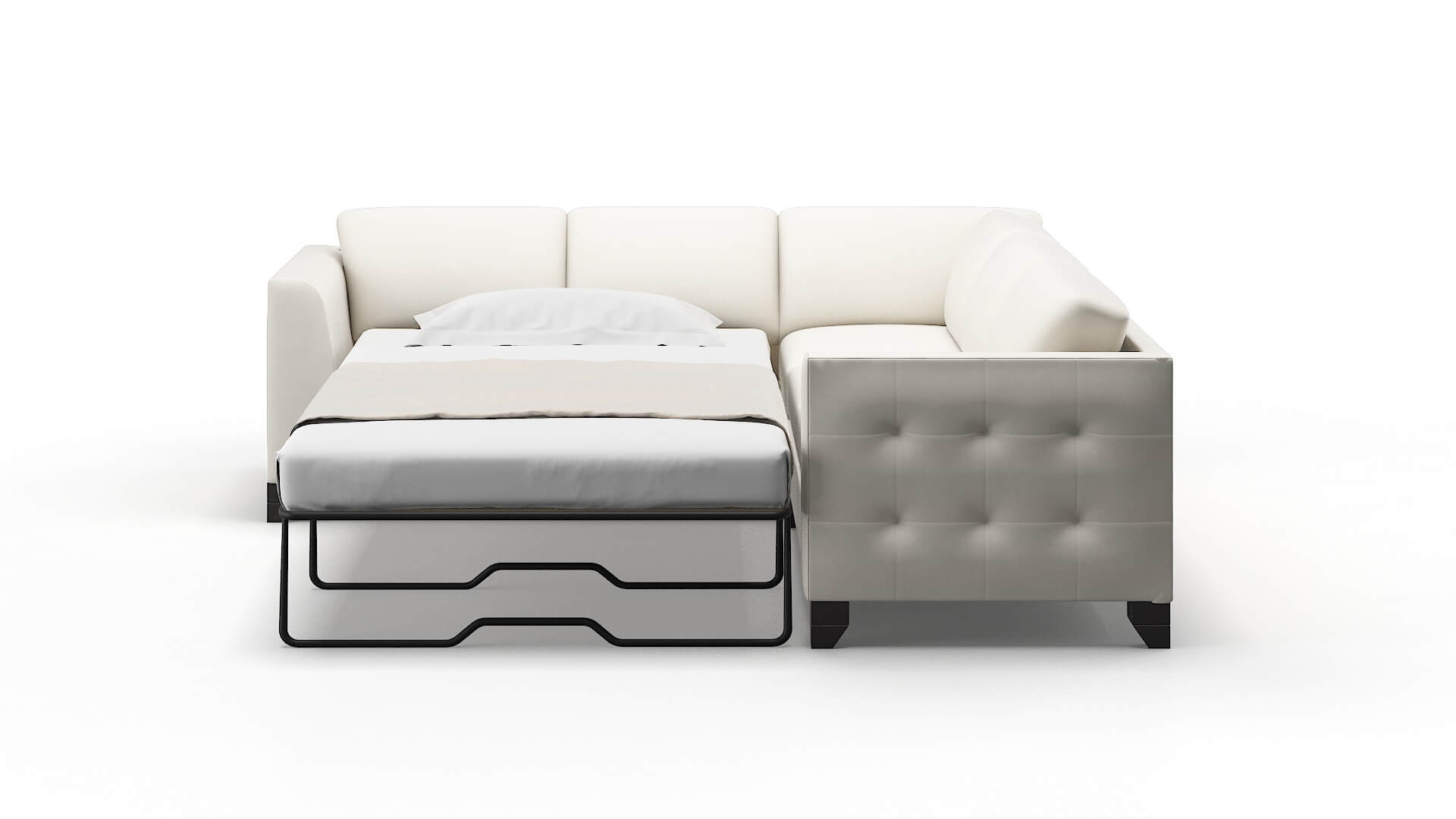 Paris R_prize Cream Sectional Sleeper Espresso legs 1