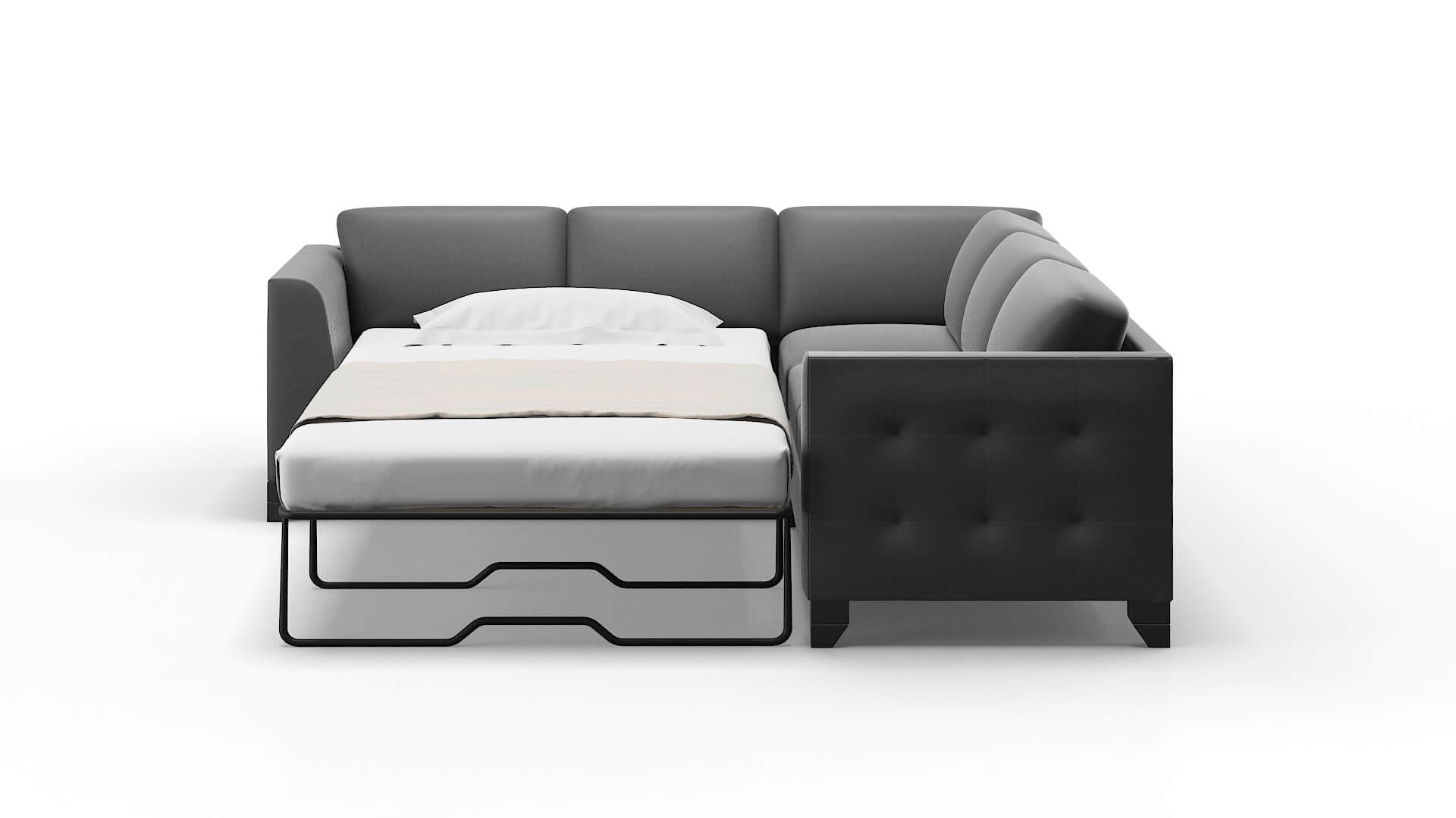 Paris Rocket Charcoal Sectional Sleeper Espresso legs 1