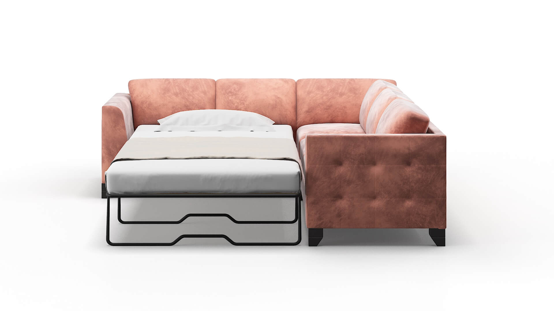 Paris Royale Blush Sectional Sleeper Espresso legs 1