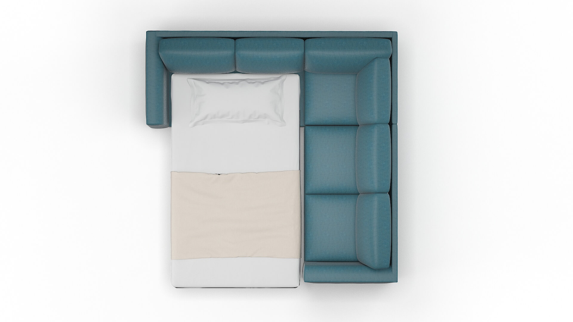 Paris Royale Electric_blue Sectional Sleeper Espresso legs 3