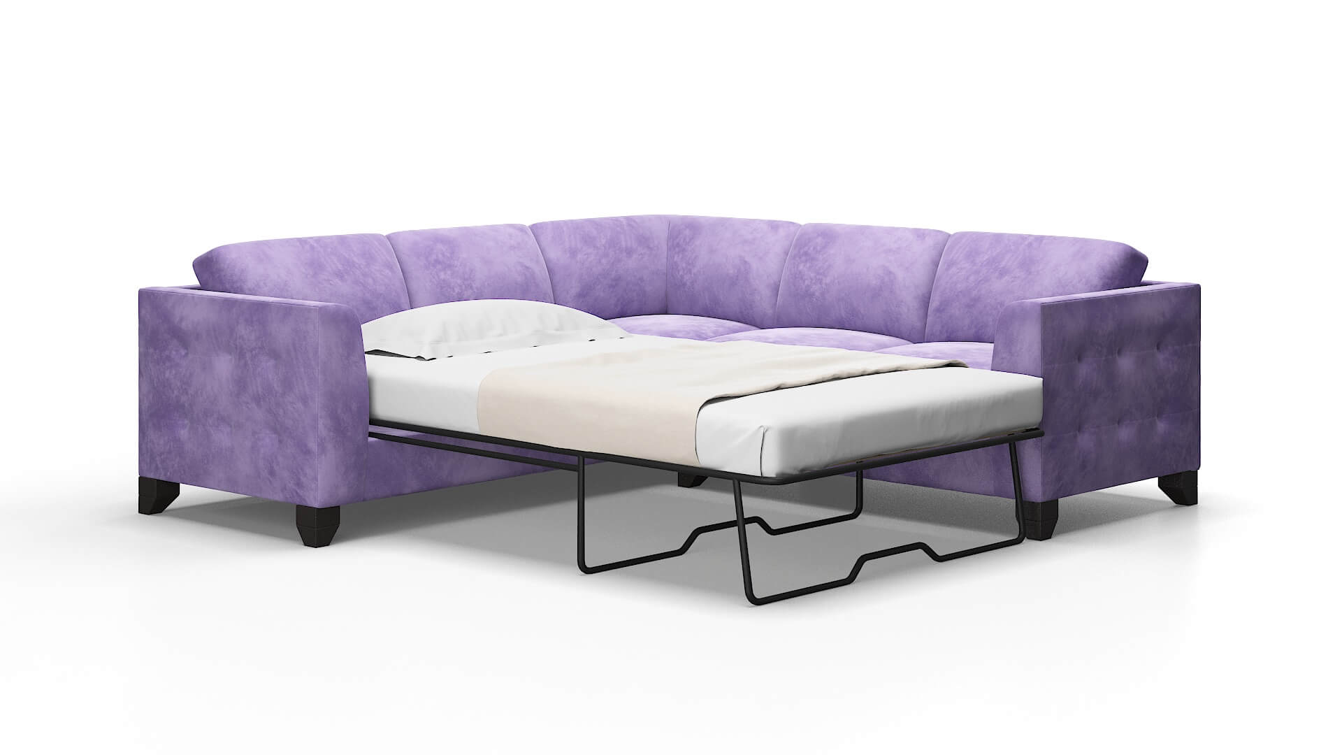 Paris Royale lavender Sectional sleeper Espresso Legs  2