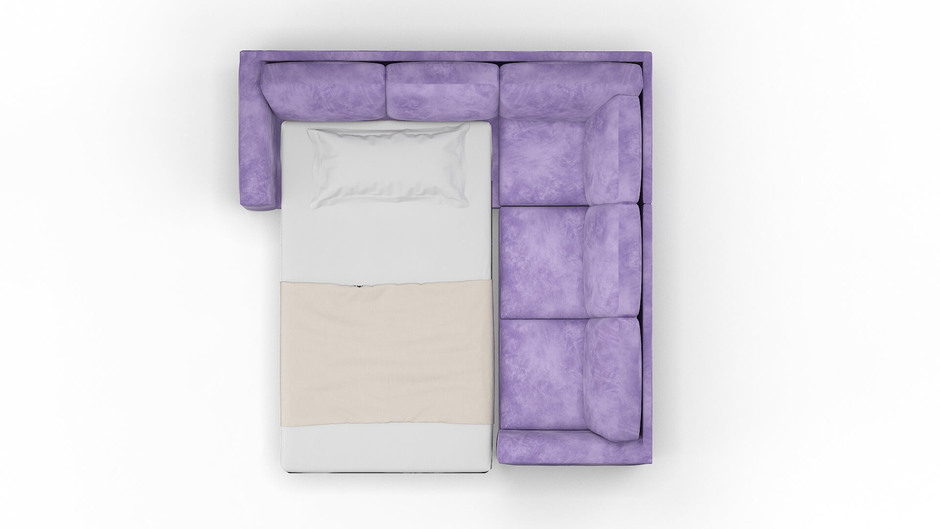 Paris Royale Lavender Sectional Sleeper Espresso legs 3