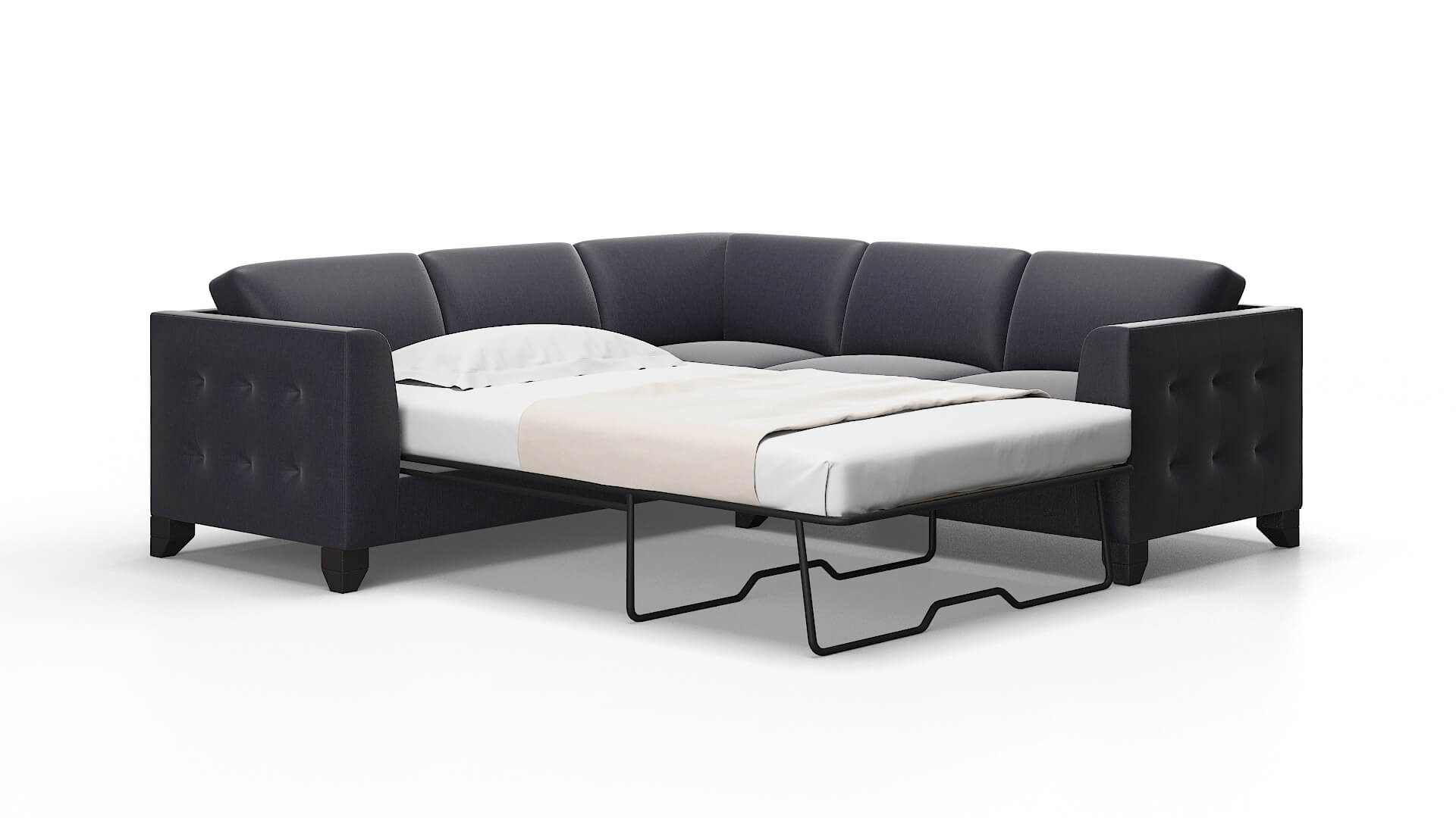 Paris Sasha Navy Sectional Sleeper Espresso legs 2